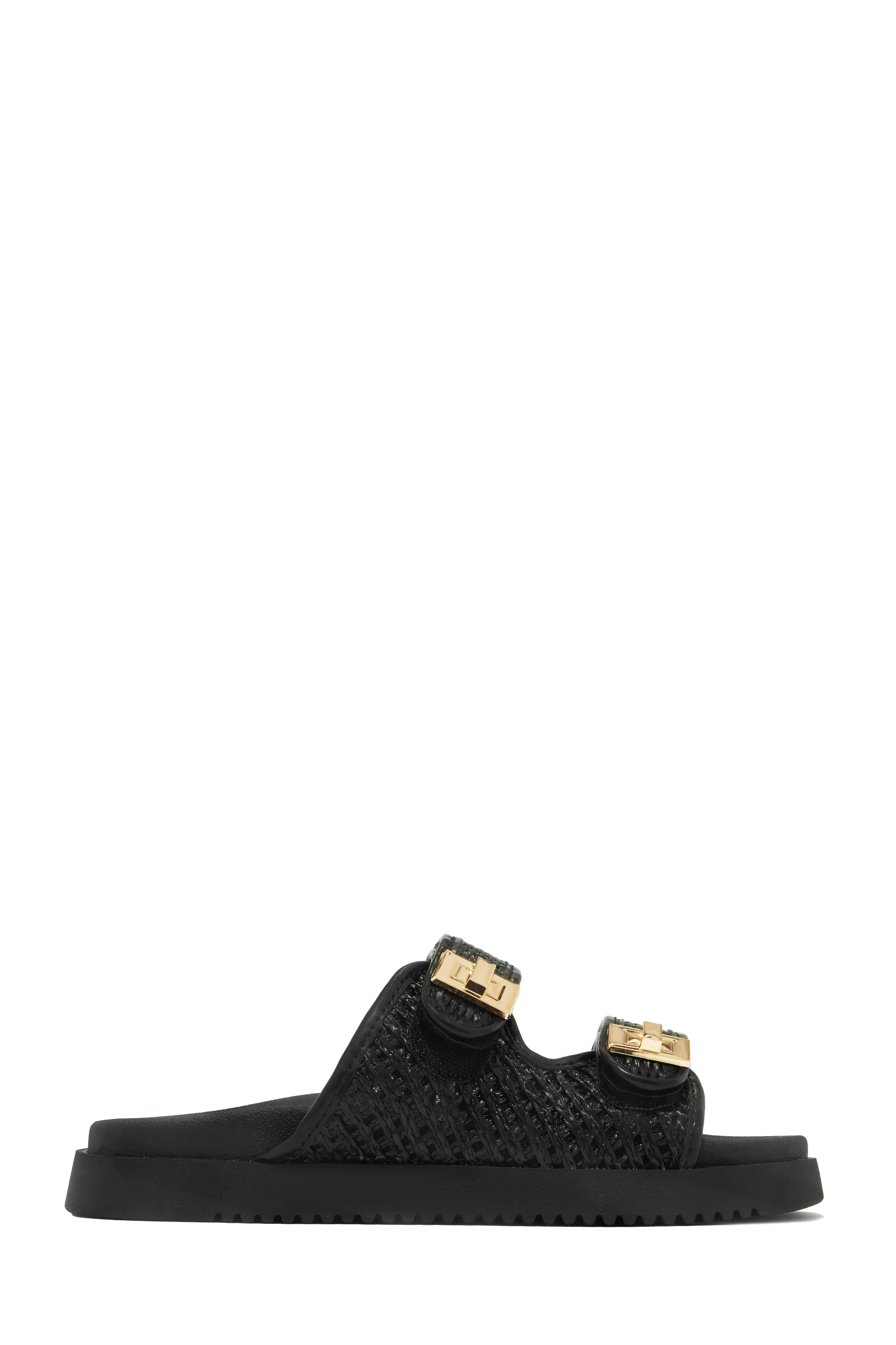 Santorini Getaway Chunky Slip On Sandals - Black sold by Miss Lola