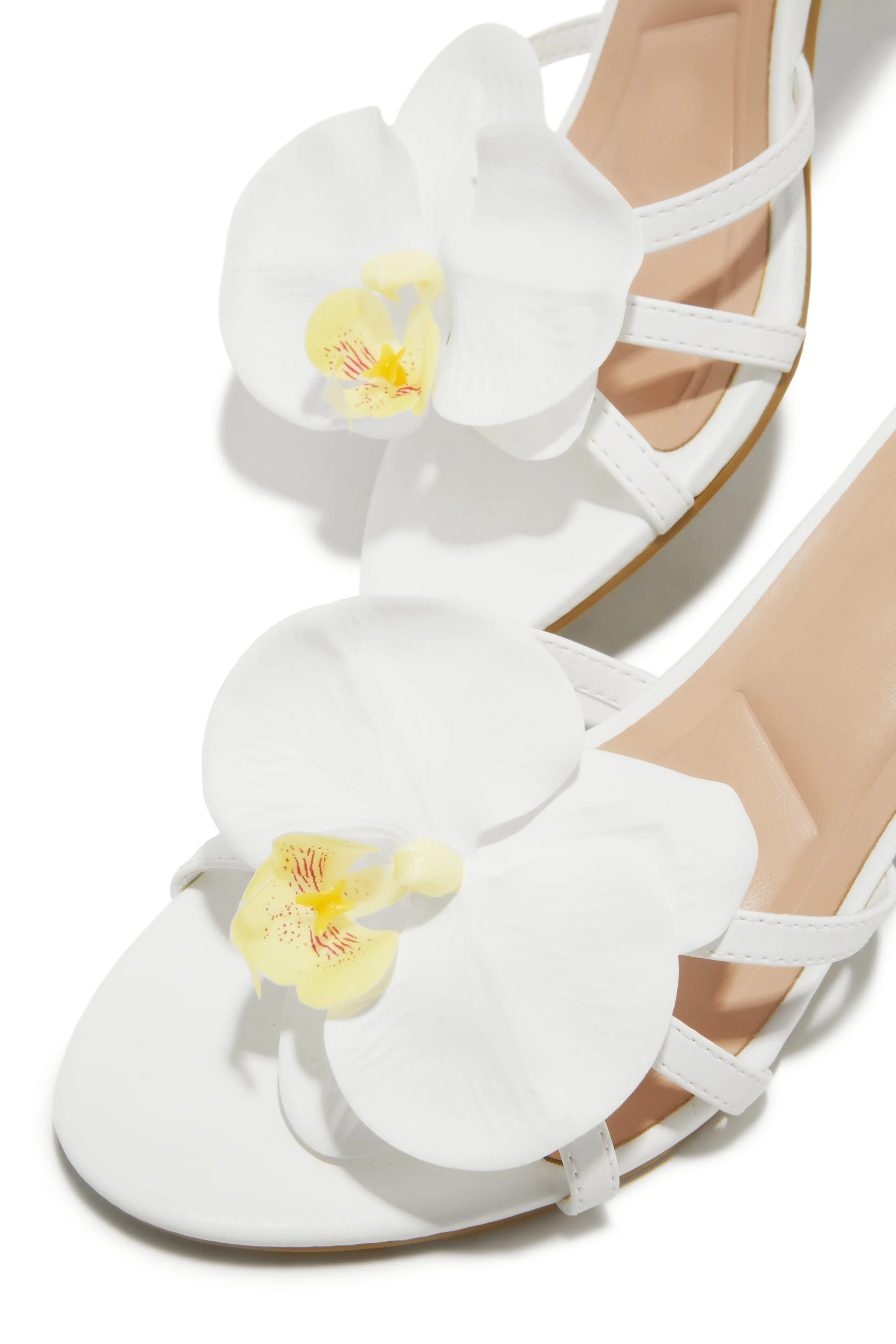 Alyssa Rosette Mid Heel Mules - White sold by Miss Lola product image thumbnail 3