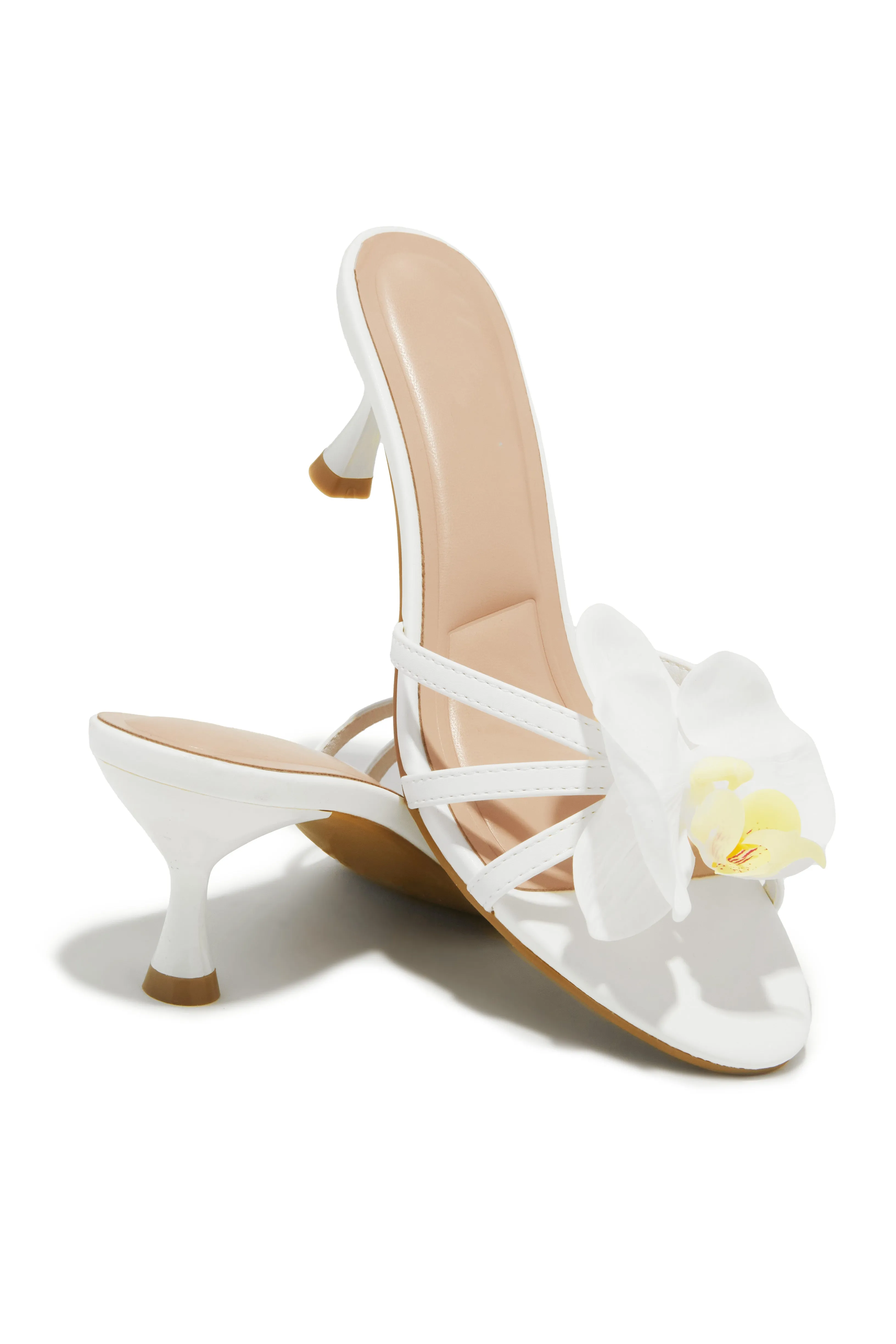 Alyssa Rosette Mid Heel Mules - White sold by Miss Lola product image thumbnail 4
