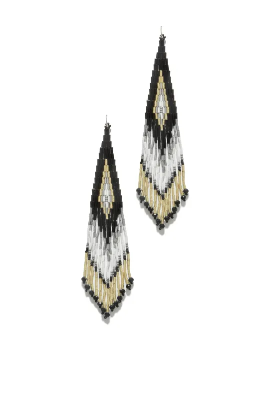 Zihna Beaded Dangle Statement Earring - Black sold by Miss Lola