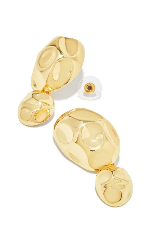 Cery Embossed Dangle Statement Earring - Gold sold by Miss Lola