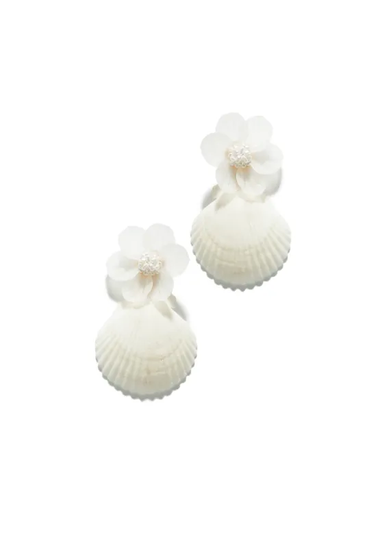 Anara Statement Floral Earring - White sold by Miss Lola