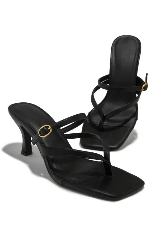 Ainsley Mid Heel Mules - Black sold by Miss Lola