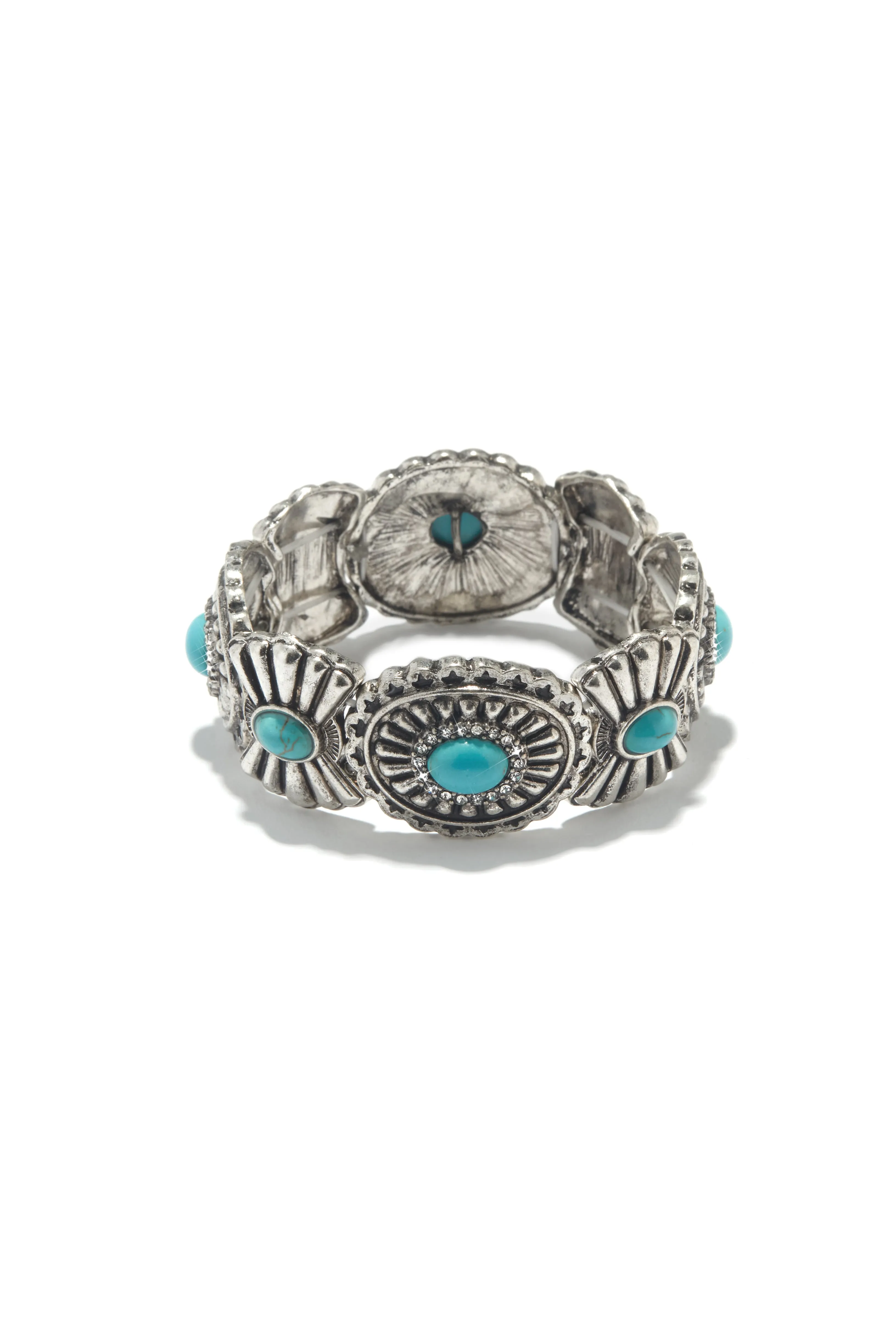 Isolde Statement Bracelet - Silver Turquoise sold by Miss Lola product image thumbnail 3