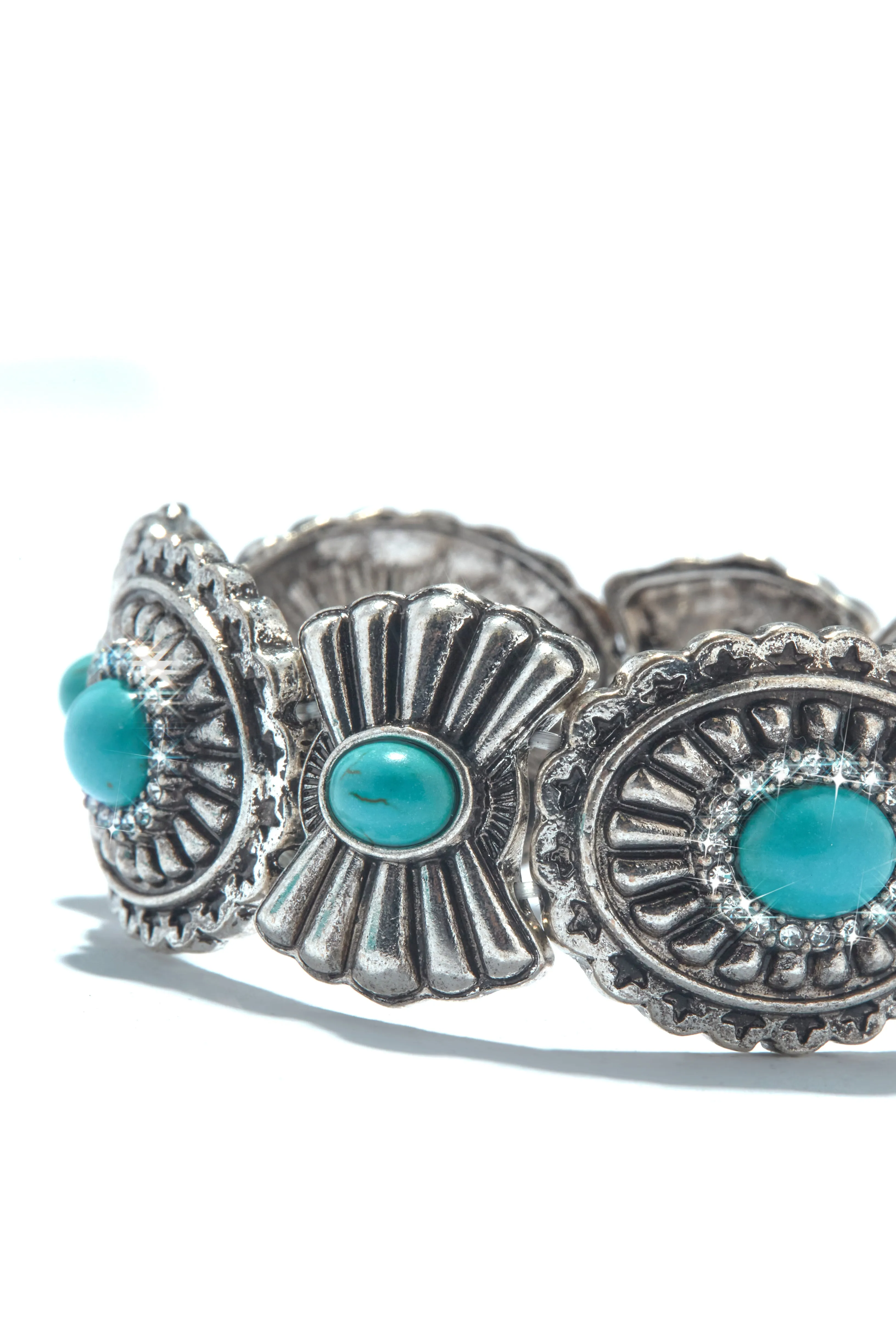 Isolde Statement Bracelet - Silver Turquoise sold by Miss Lola product image thumbnail 2