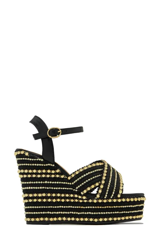 Nelo Platform Wedges - Black sold by Miss Lola