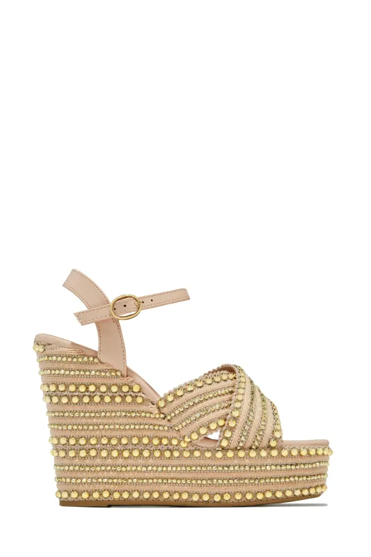 Nelo Platform Wedges - Nude sold by Miss Lola