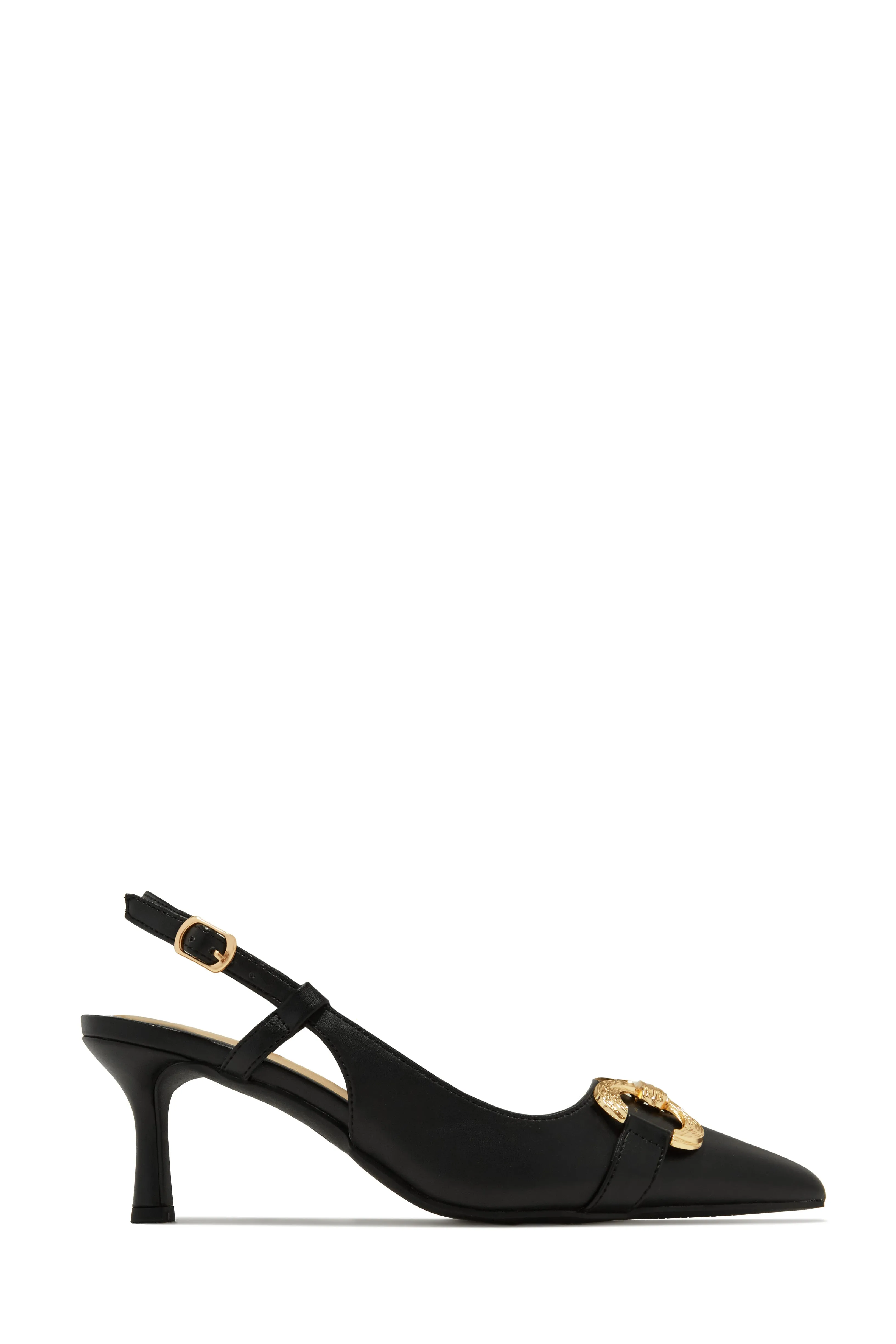 Yvaine Slingback Mid Heel Pumps - Black sold by Miss Lola