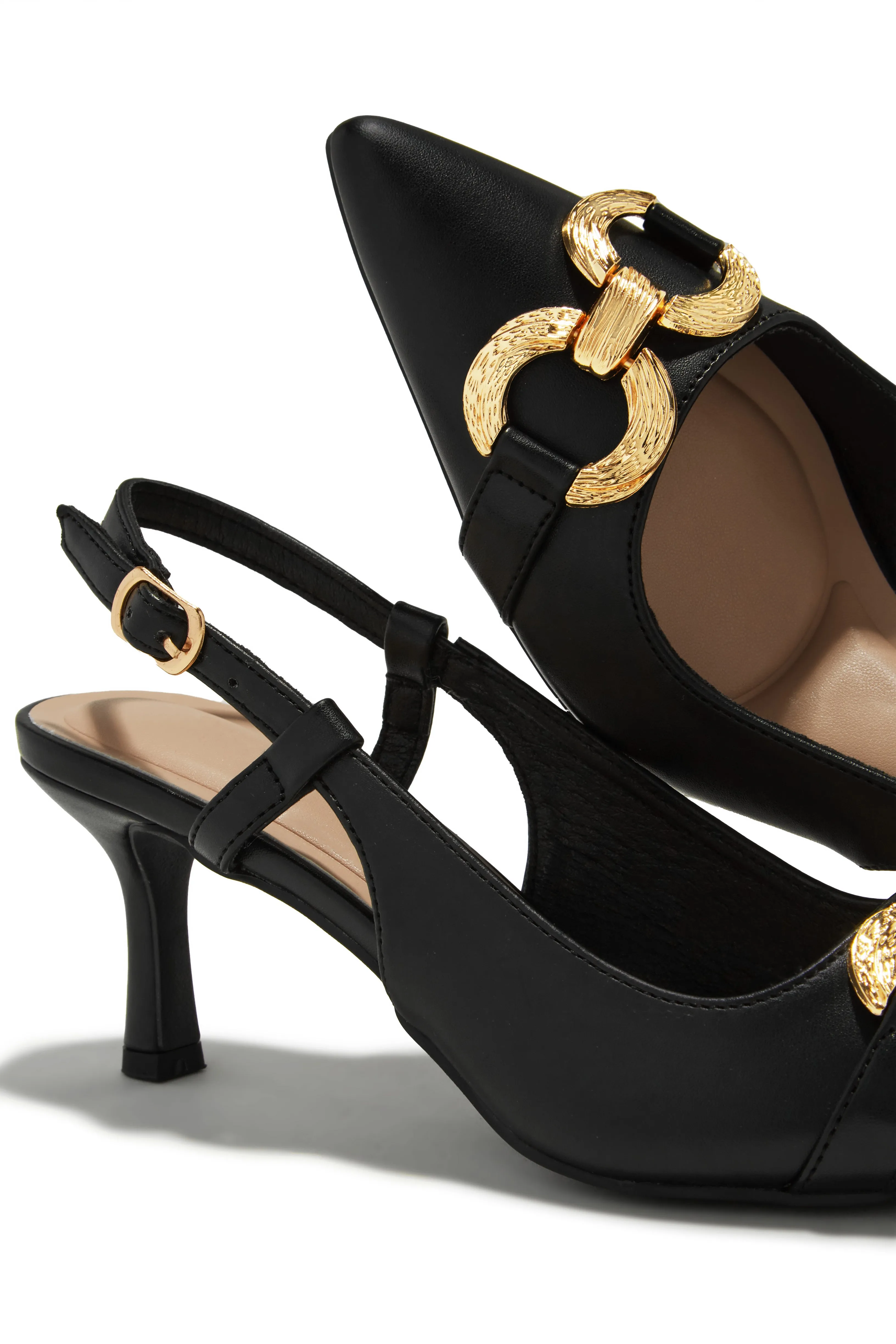 Yvaine Slingback Mid Heel Pumps - Black sold by Miss Lola product image thumbnail 2