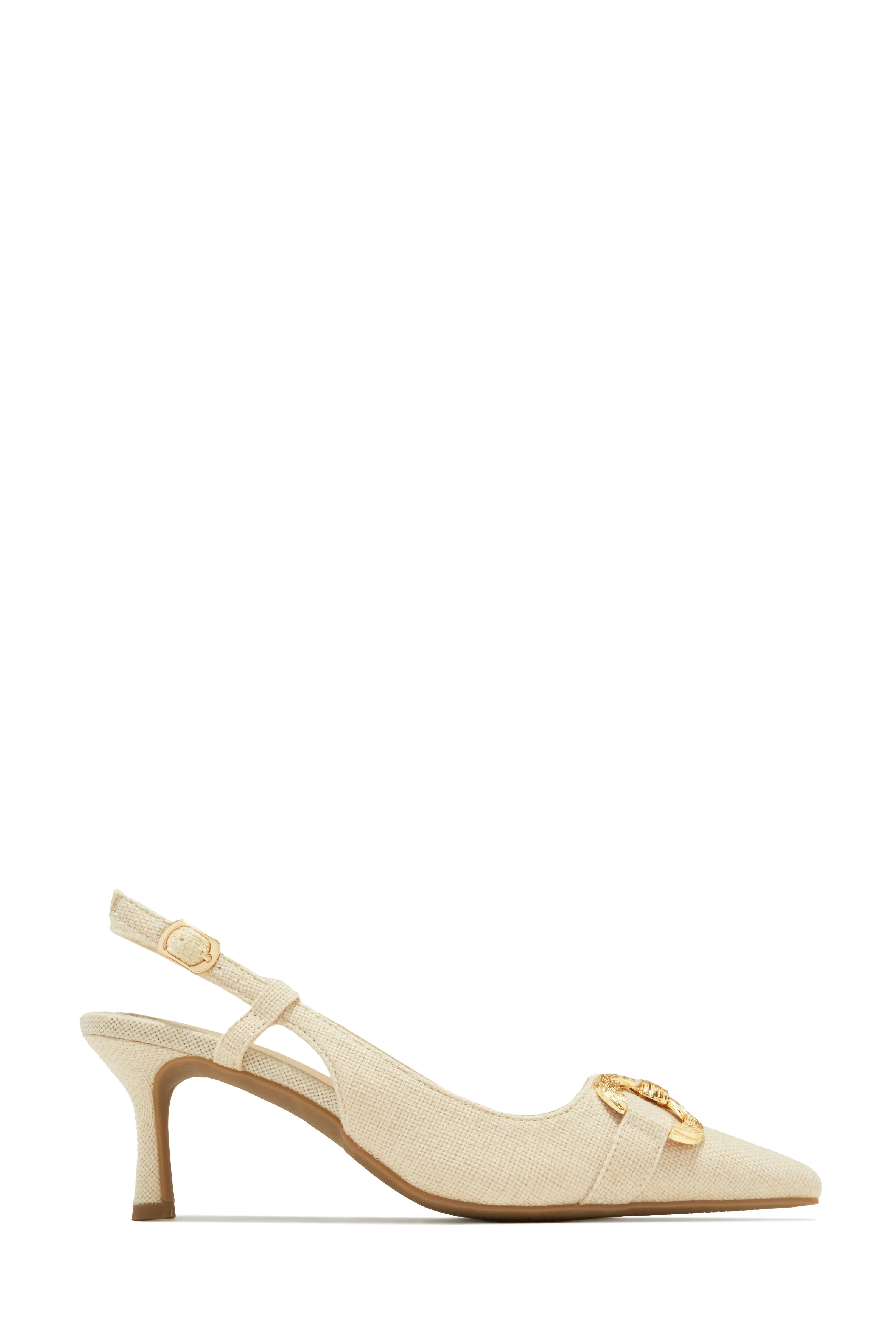 Yvaine Slingback Mid Heel Pumps - Nude sold by Miss Lola