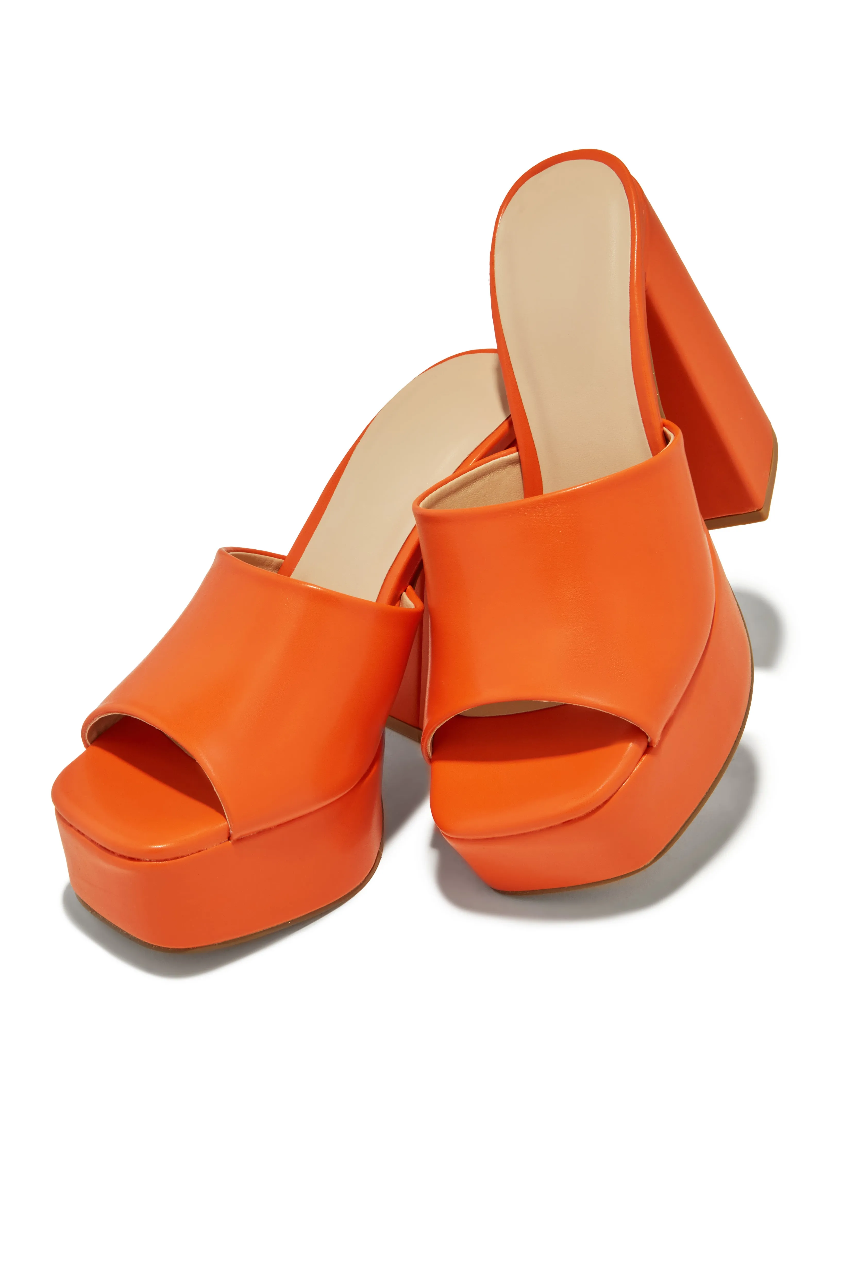 Emily Platform Block Heel Mules - Orange sold by Miss Lola product image thumbnail 2