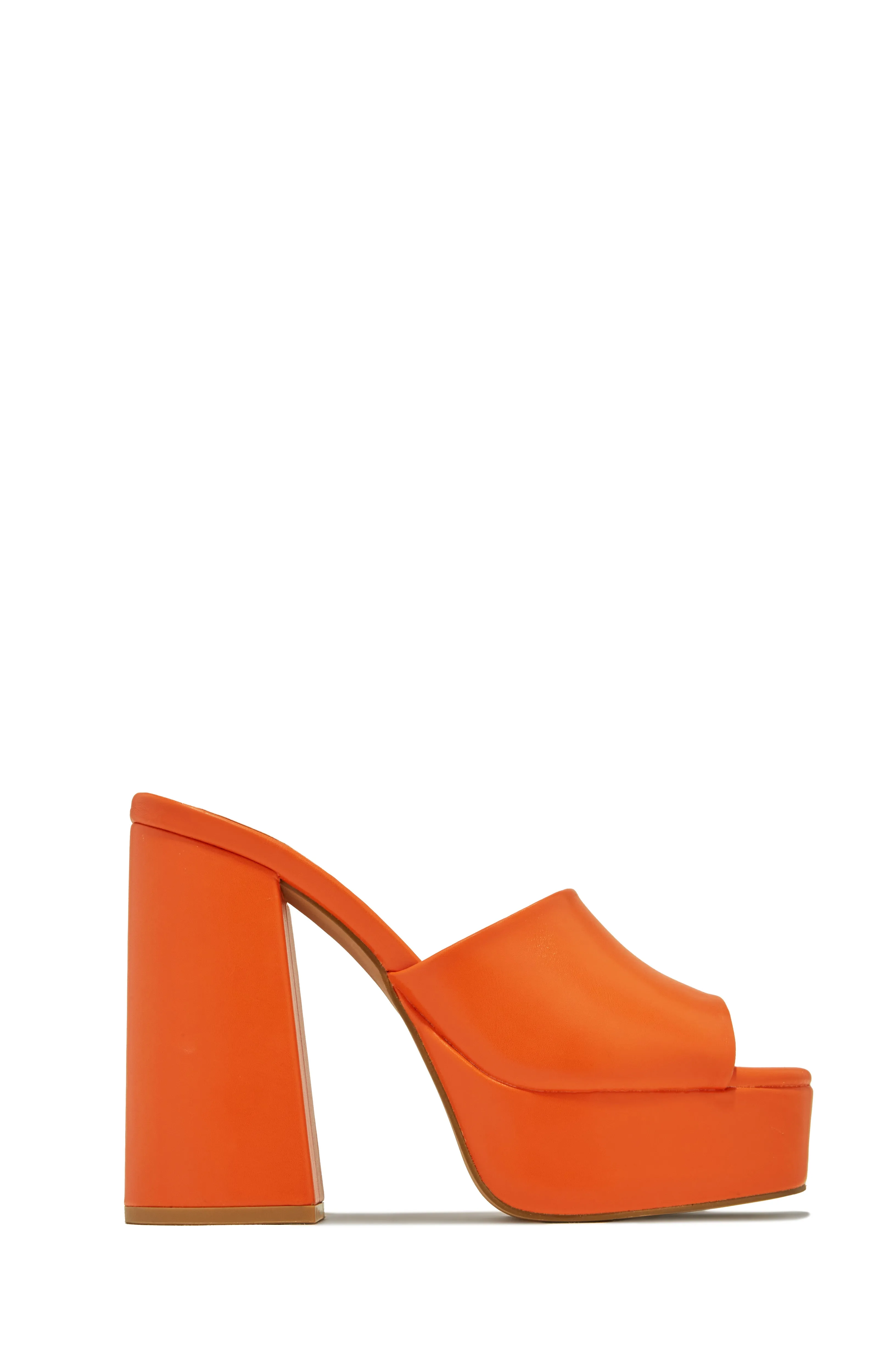 Emily Platform Block Heel Mules - Orange sold by Miss Lola