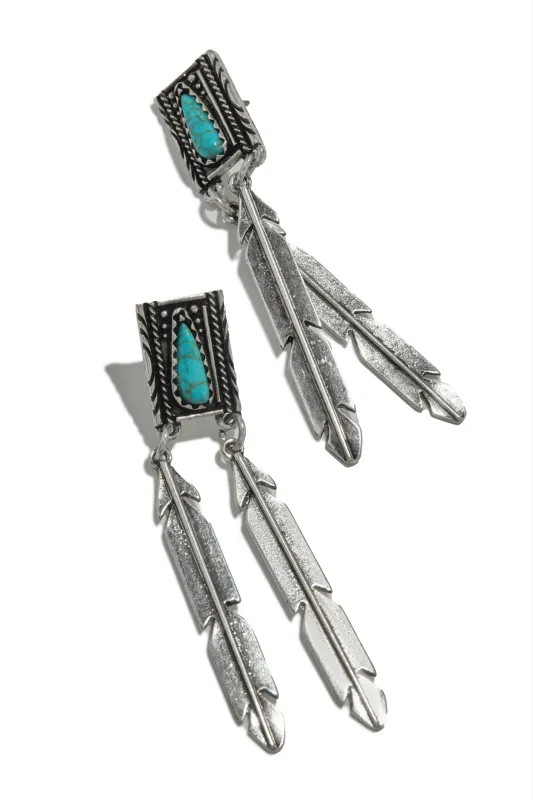 Emarya Statement Dangle Earring - Silver Turquoise sold by Miss Lola