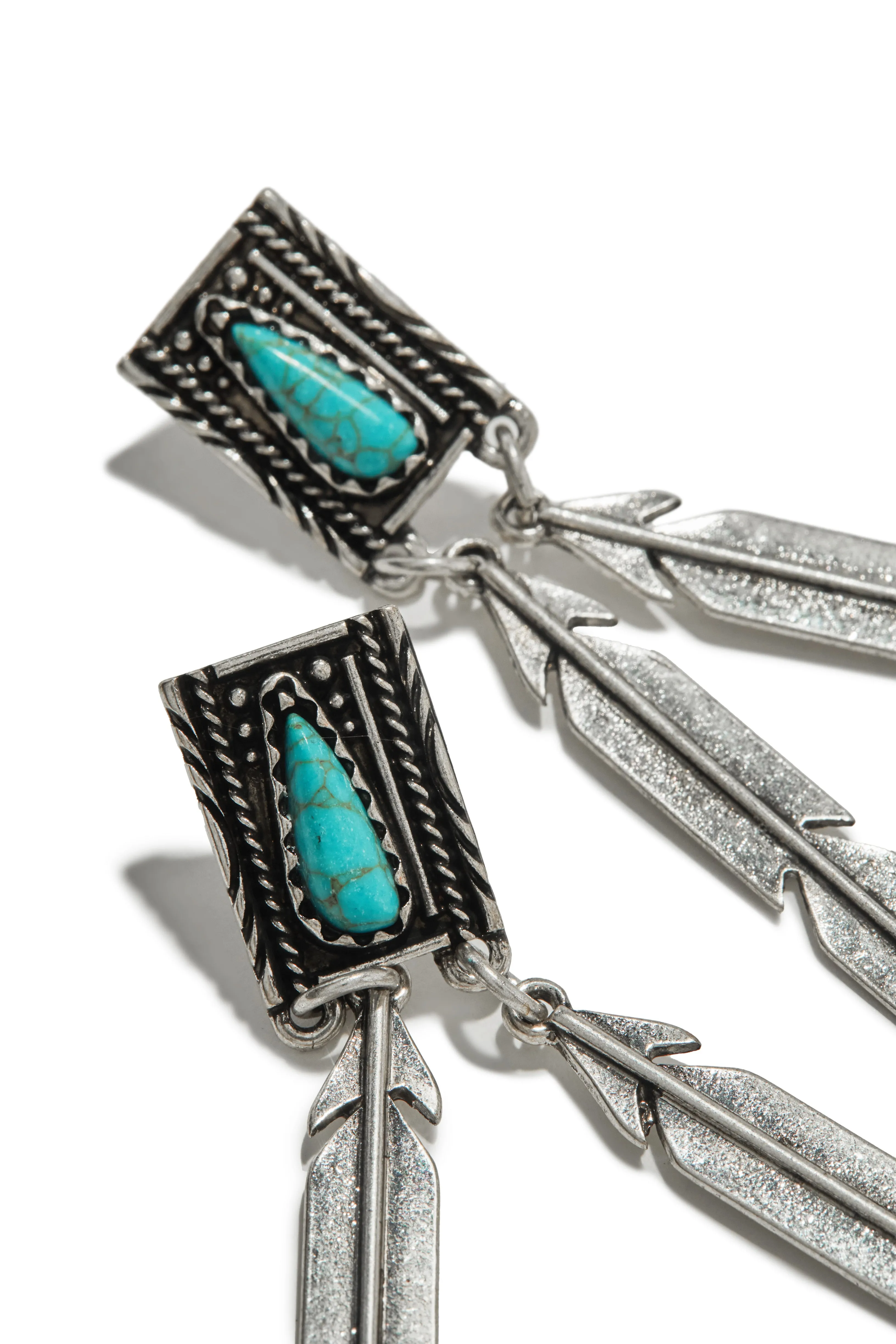 Emarya Statement Dangle Earring - Silver Turquoise sold by Miss Lola product image thumbnail 2