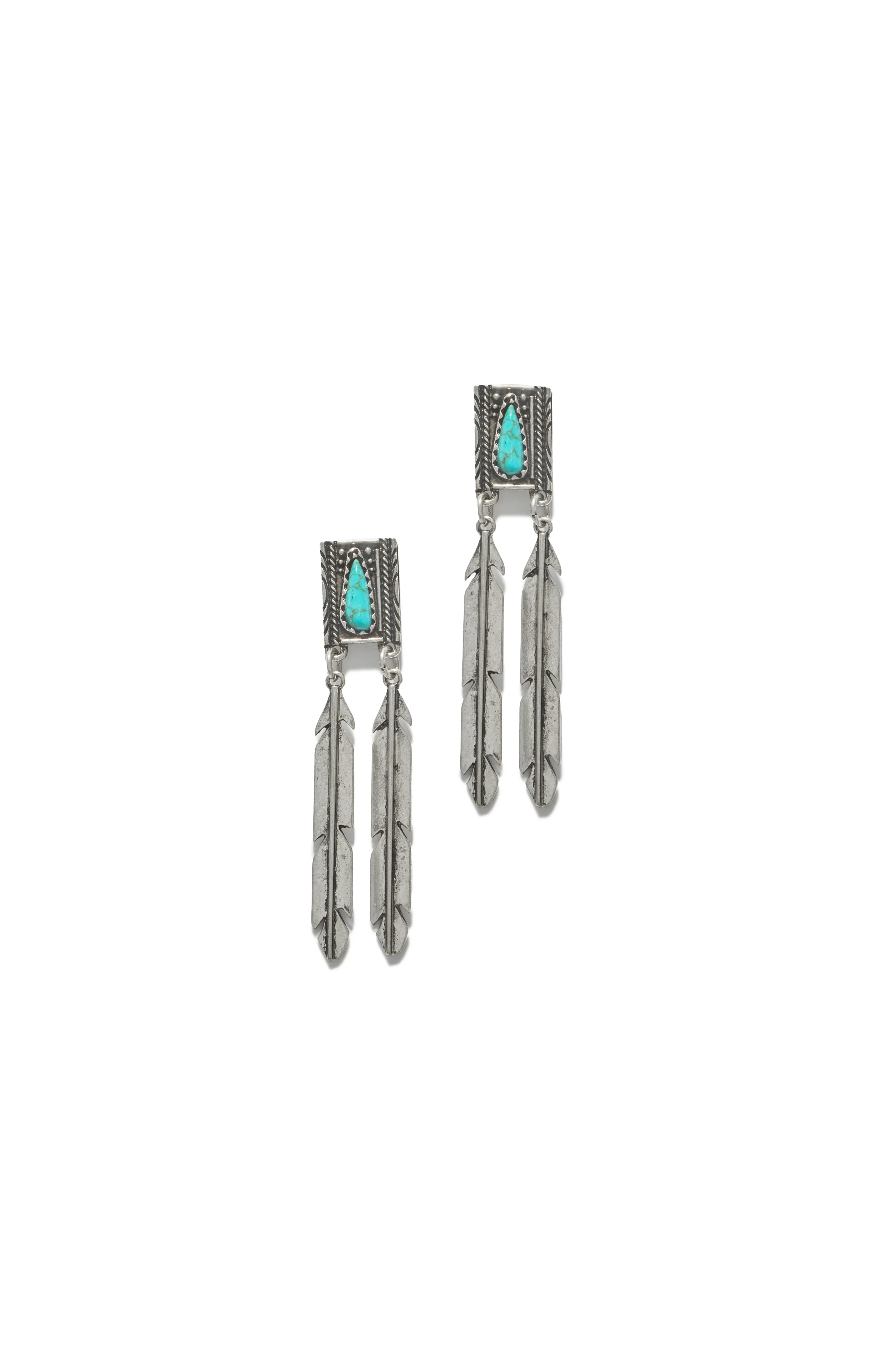 Emarya Statement Dangle Earring - Silver Turquoise sold by Miss Lola product image thumbnail 4