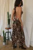 Remina Open Back Halter Maxi Dress - Multi Brown sold by Miss Lola