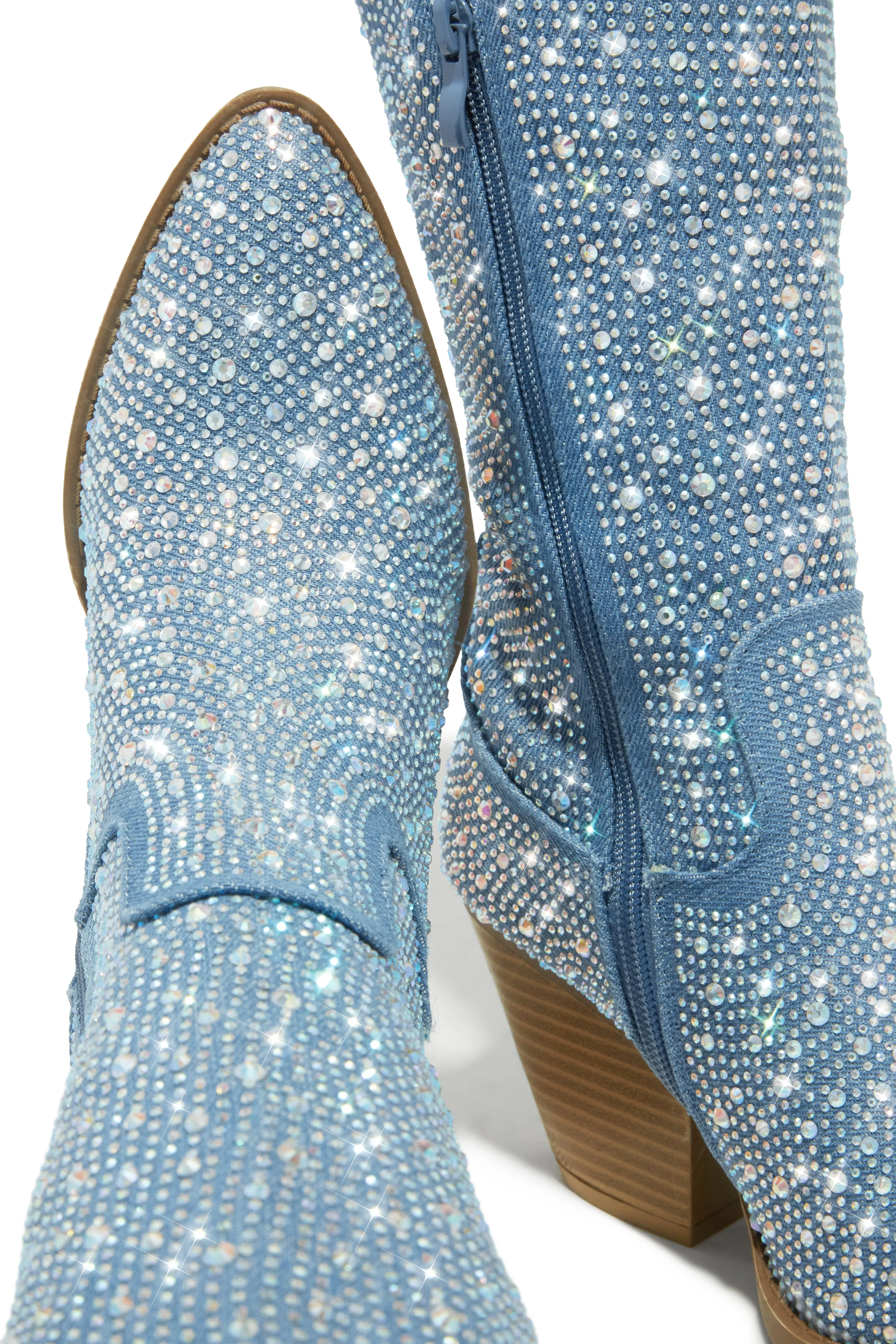 Nights In Nashville Embellished Cowgirl Boots - Denim sold by Miss Lola product image thumbnail 4