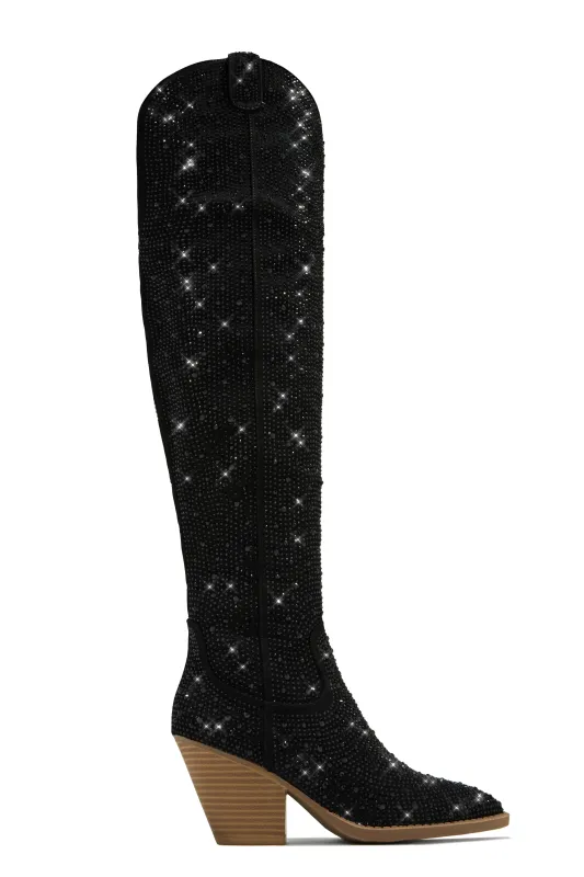 Nights In Nashville Embellished Cowgirl Boots - Black sold by Miss Lola