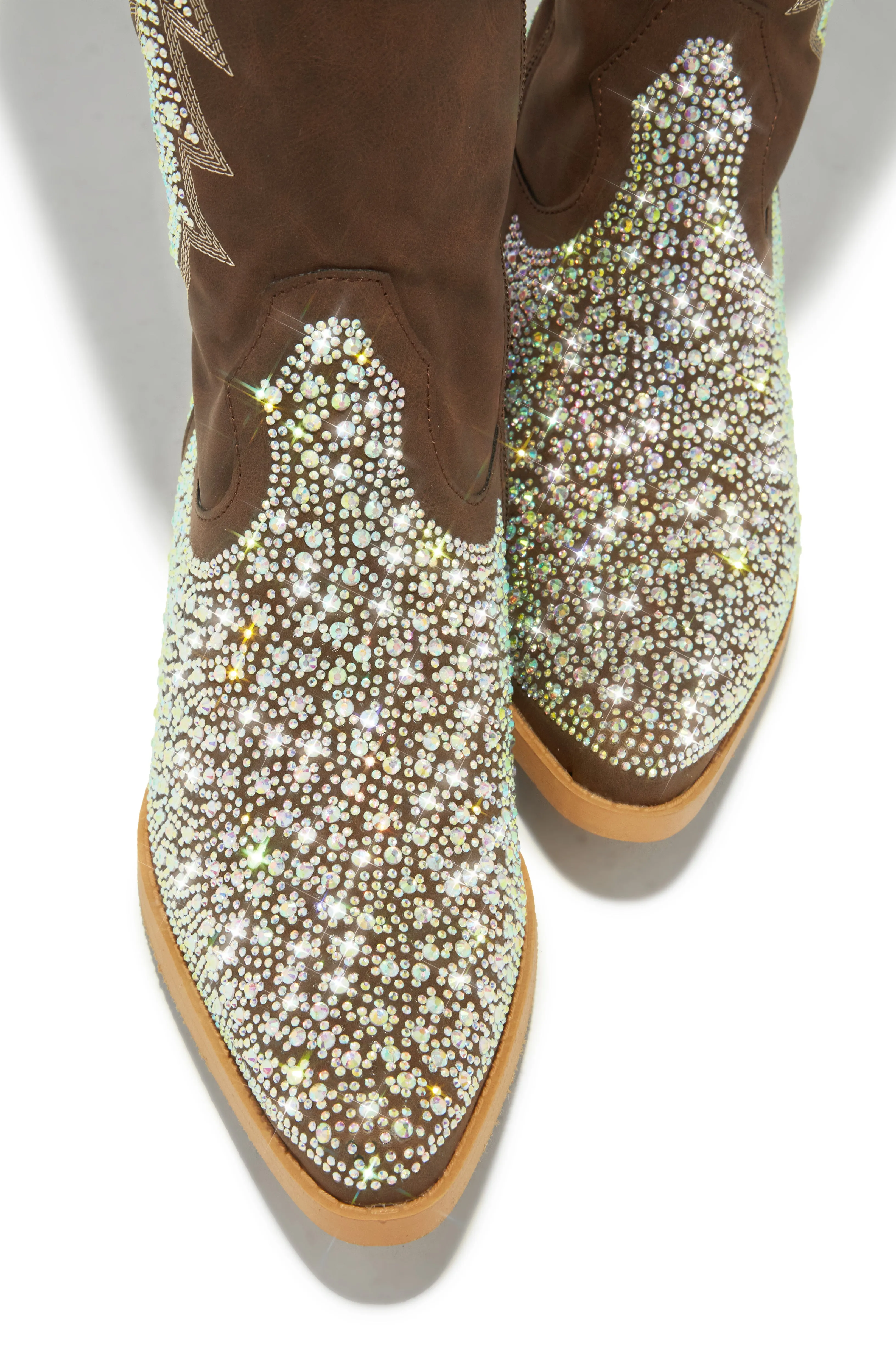 Frankie Embellished Cowgirl Boots - Brown sold by Miss Lola product image thumbnail 4
