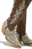 Frankie Embellished Cowgirl Boots - Brown sold by Miss Lola