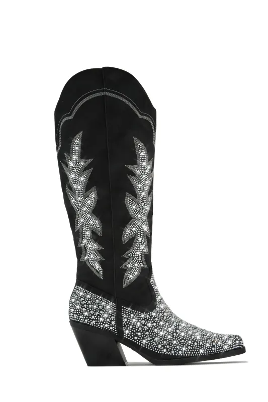 Frankie Embellished Cowgirl Boots - Black sold by Miss Lola