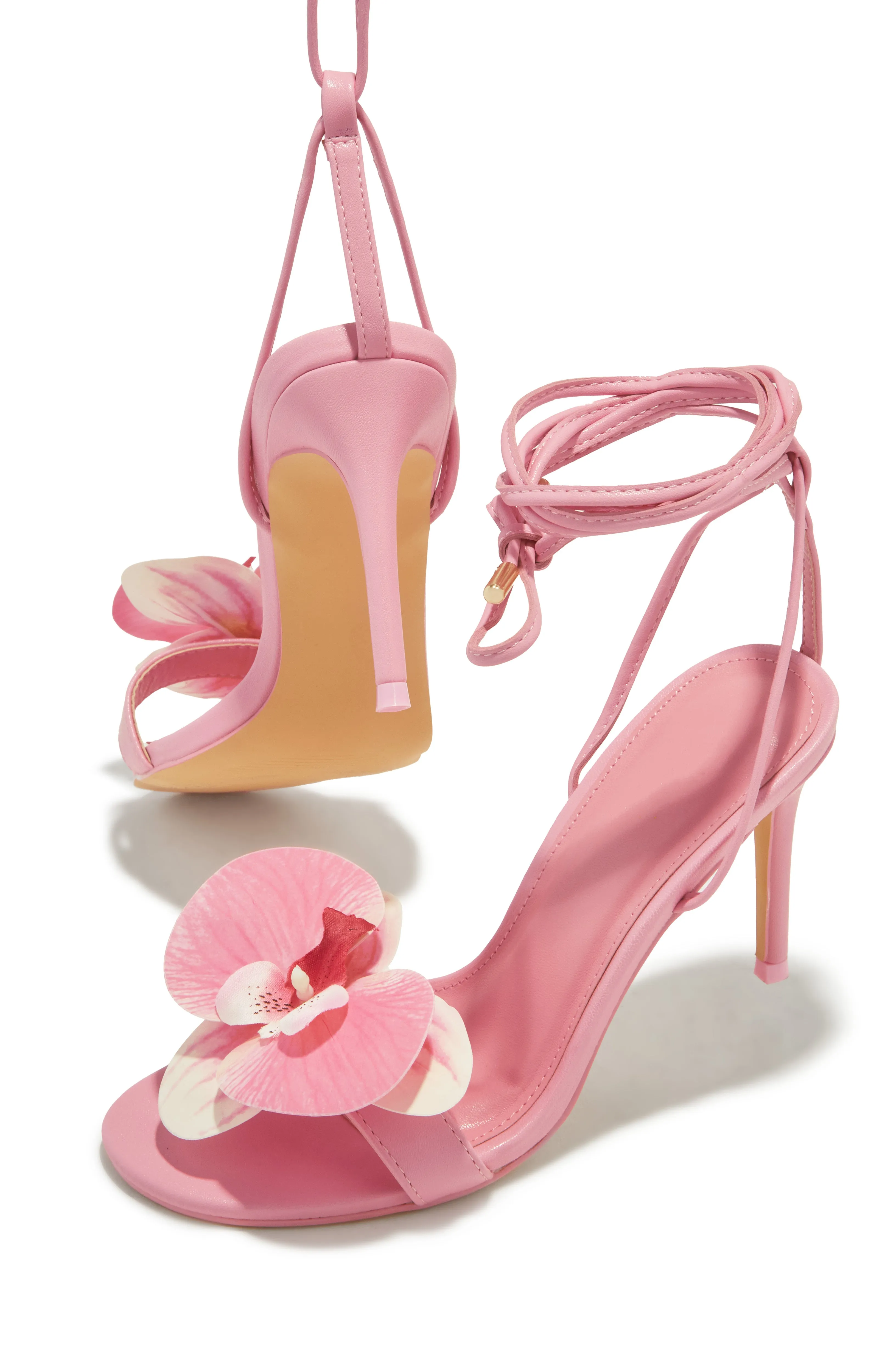 Vacay Getaway Lace Up Single Sole Heels - Pink sold by Miss Lola product image thumbnail 3