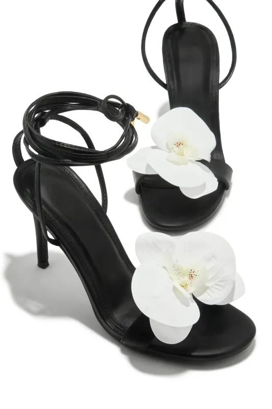 Vacay Getaway Lace Up Single Sole Heels - Black sold by Miss Lola