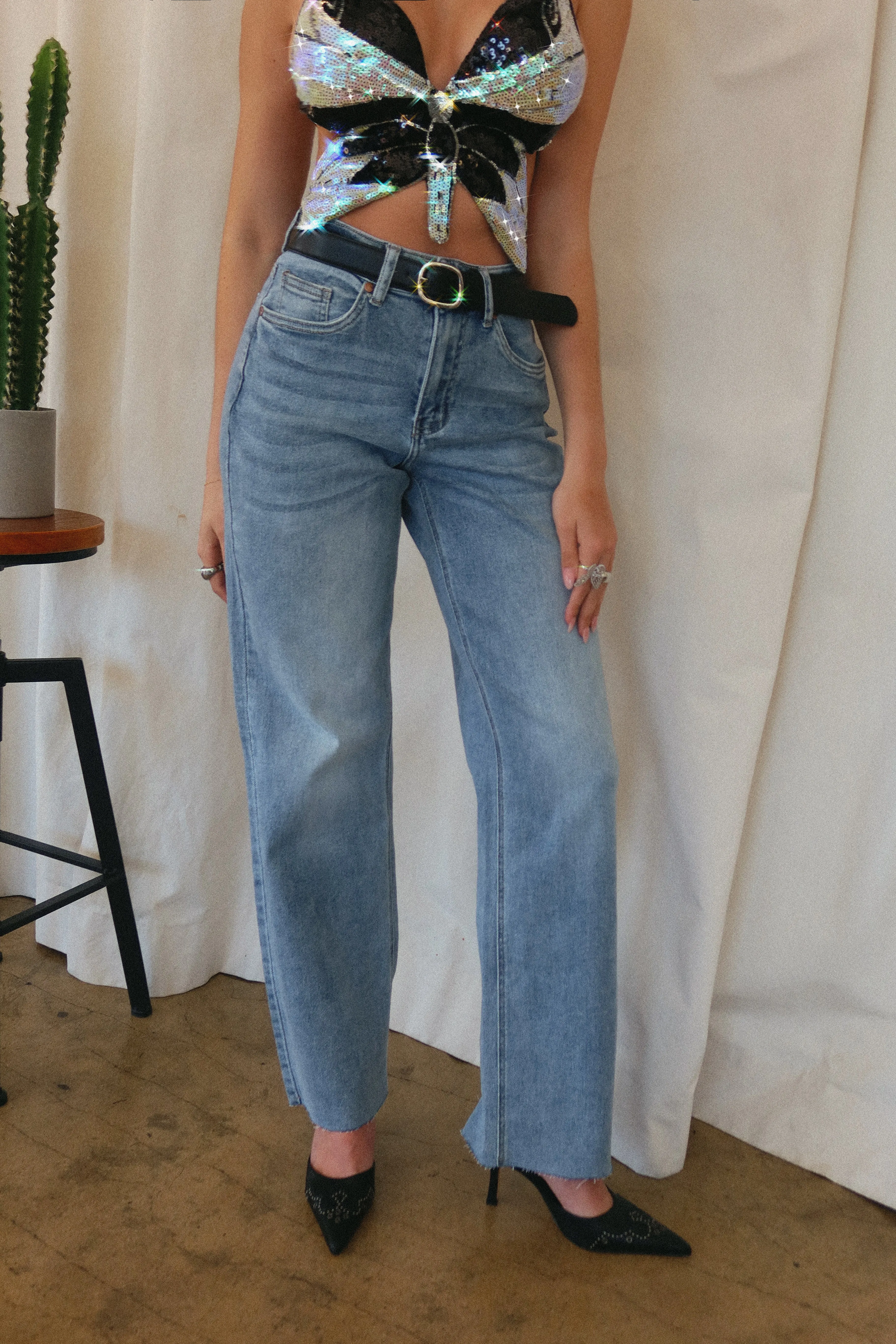 Analisa Straight Leg Denim Pant - Denim sold by Miss Lola
