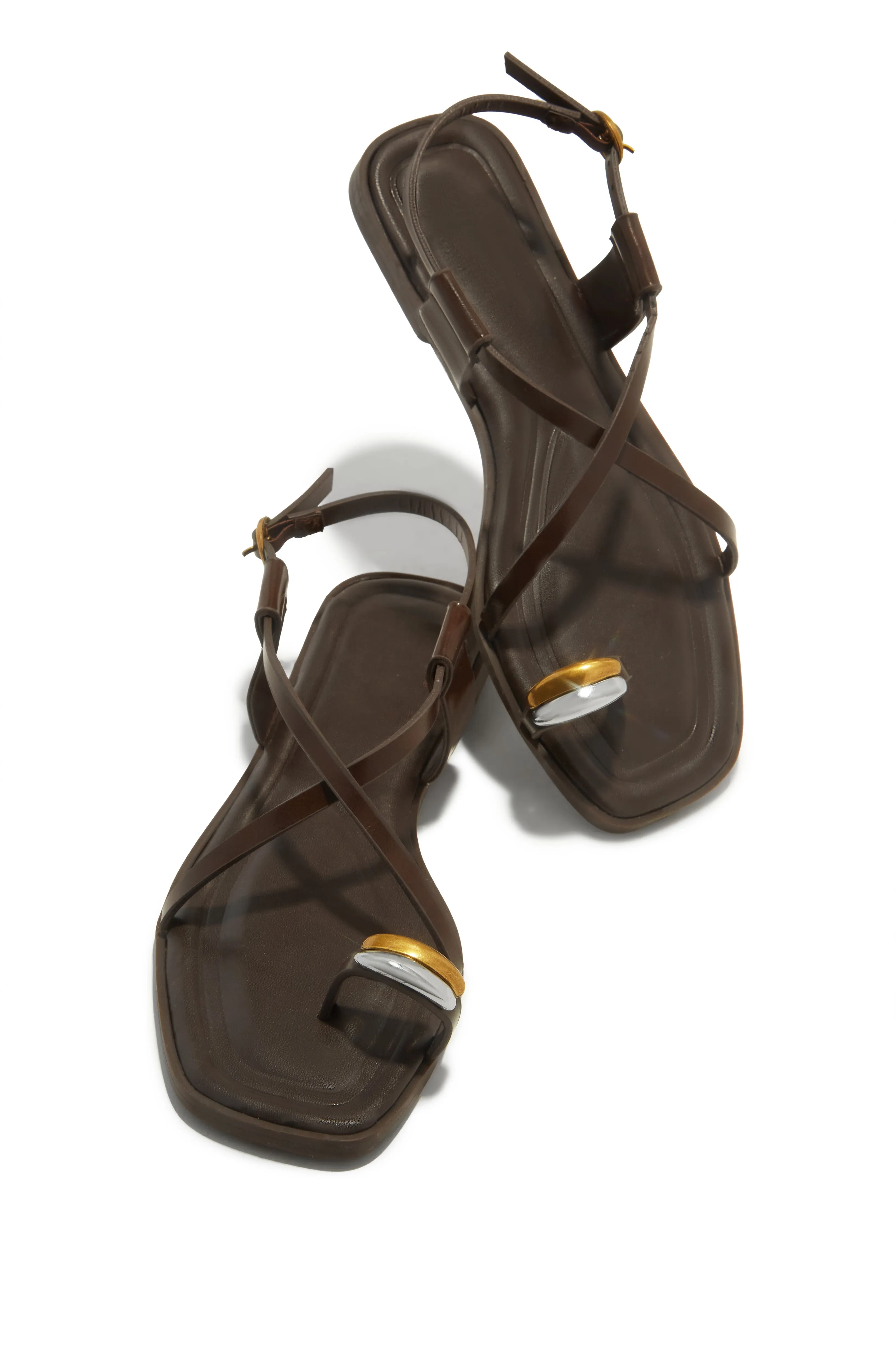 Island Breeze Criss Cross Toe Loop Sandals - Brown sold by Miss Lola