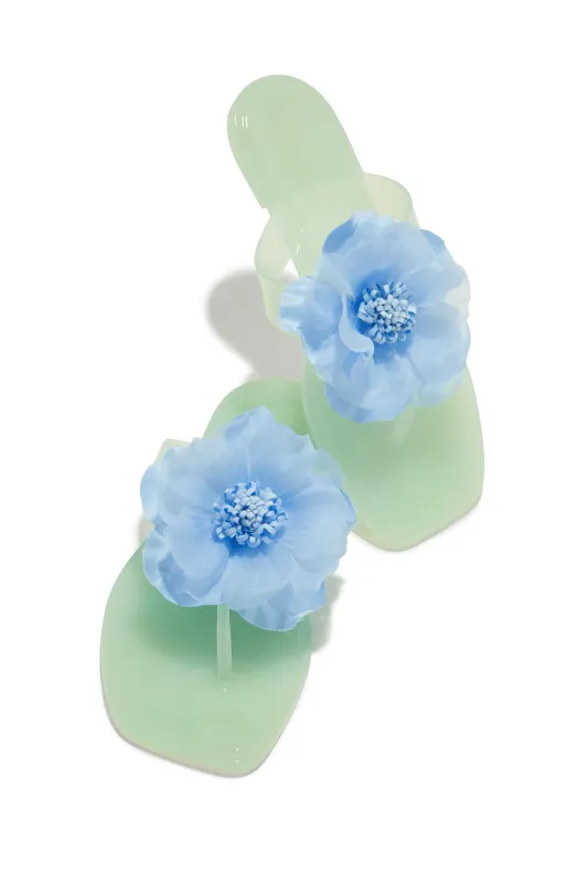 Ray Of Sunshine Slip On Jelly Sandals - Blue sold by Miss Lola