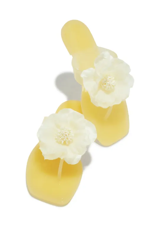 Ray Of Sunshine Slip On Jelly Sandals - Yellow sold by Miss Lola