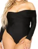 Jazzy Off The Shoulder Long Sleeve Bodysuit - Black sold by Miss Lola