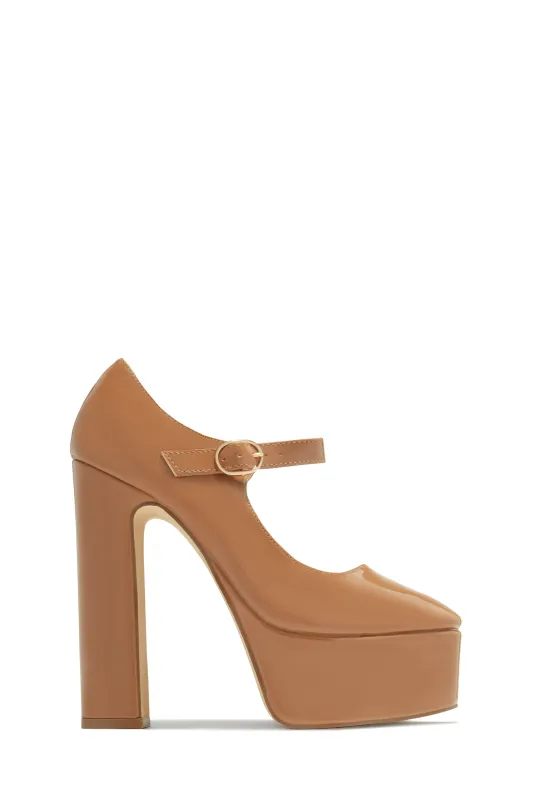 Bella Platform Block Heels - Camel sold by Miss Lola