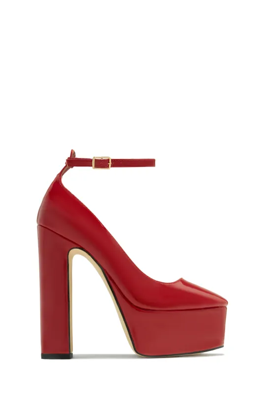Annabelle Platform Block Heels - Red sold by Miss Lola