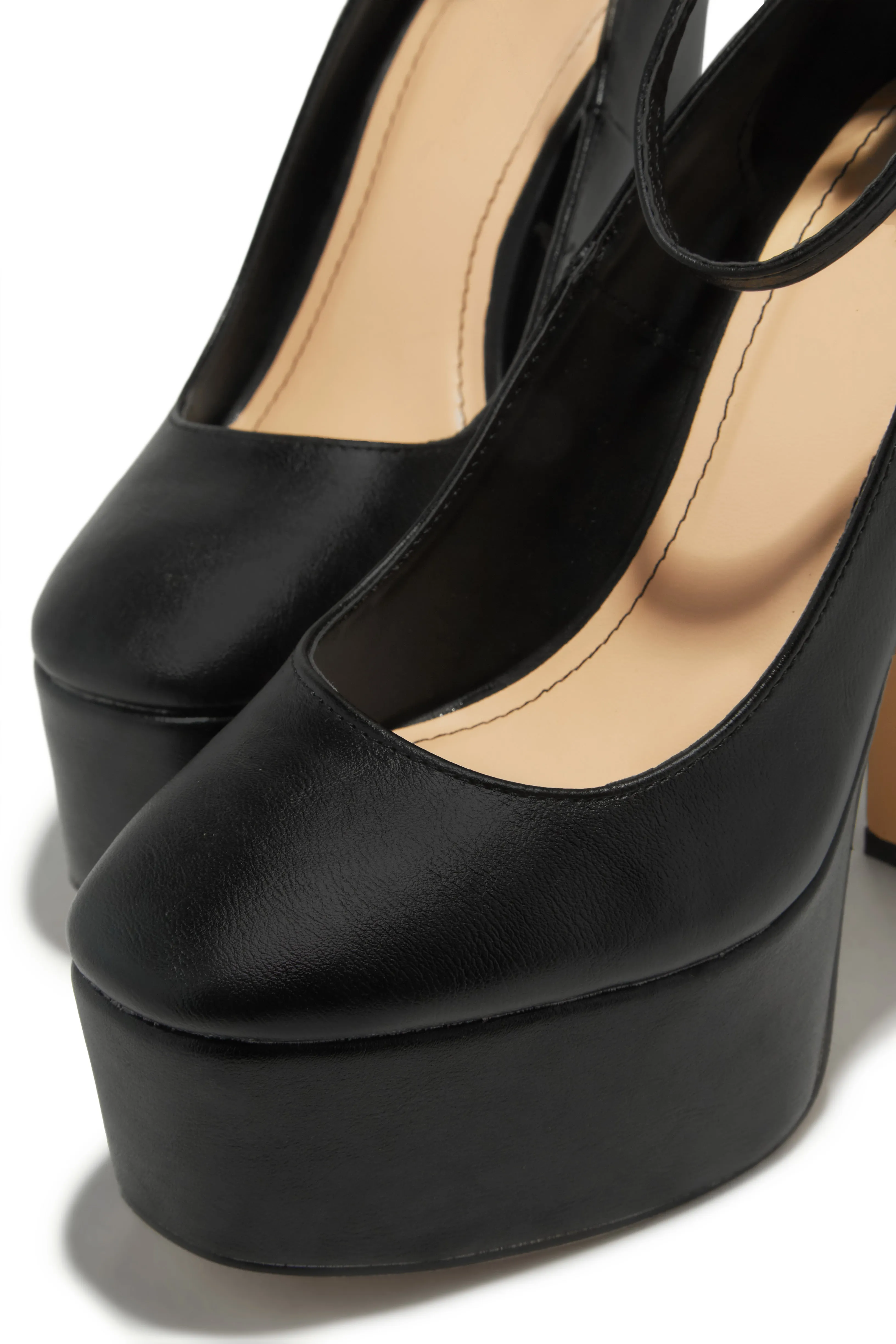 Annabelle Platform Block Heels - Black sold by Miss Lola product image thumbnail 4