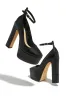 Annabelle Platform Block Heels - Black sold by Miss Lola