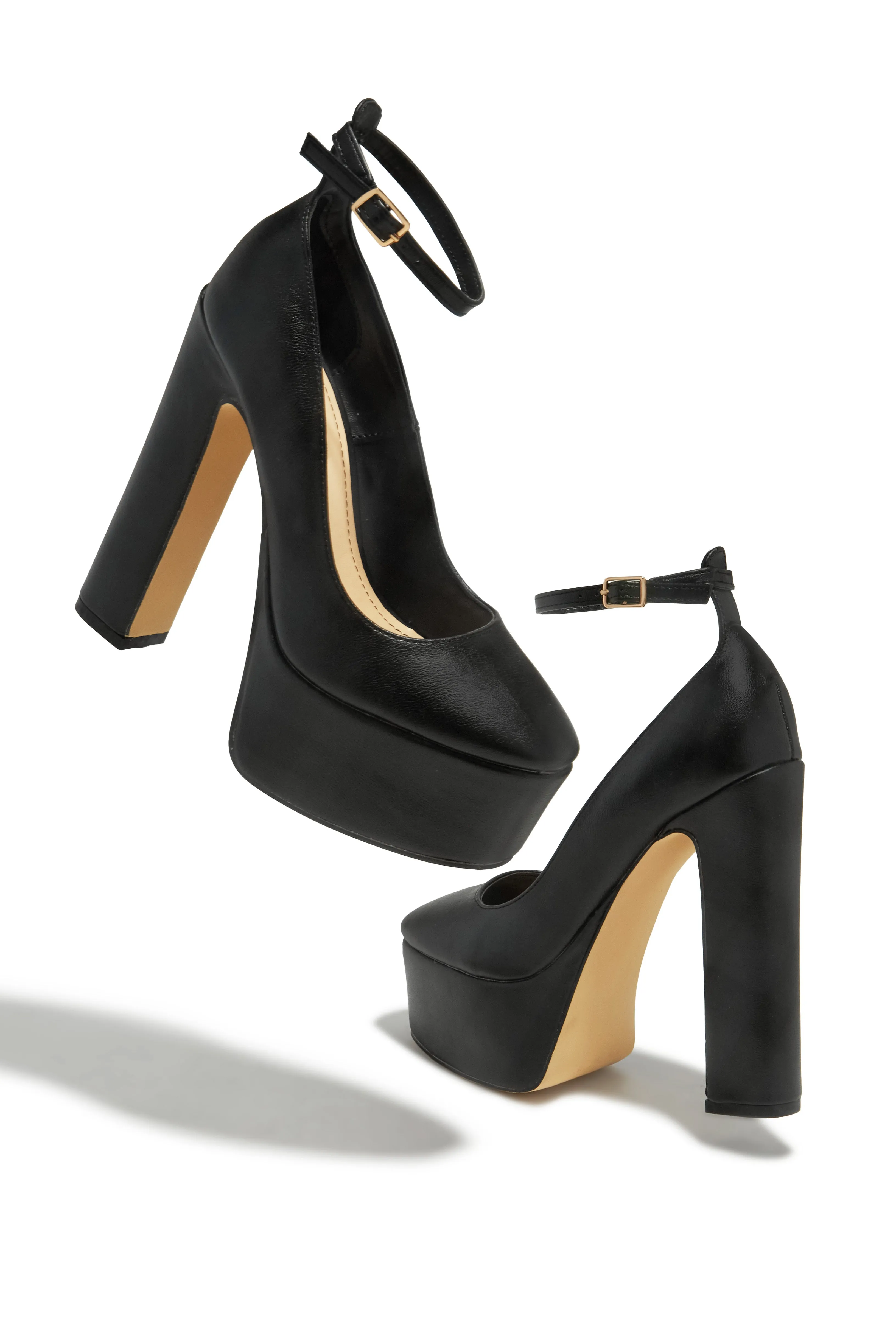 Annabelle Platform Block Heels - Black sold by Miss Lola product image thumbnail 2