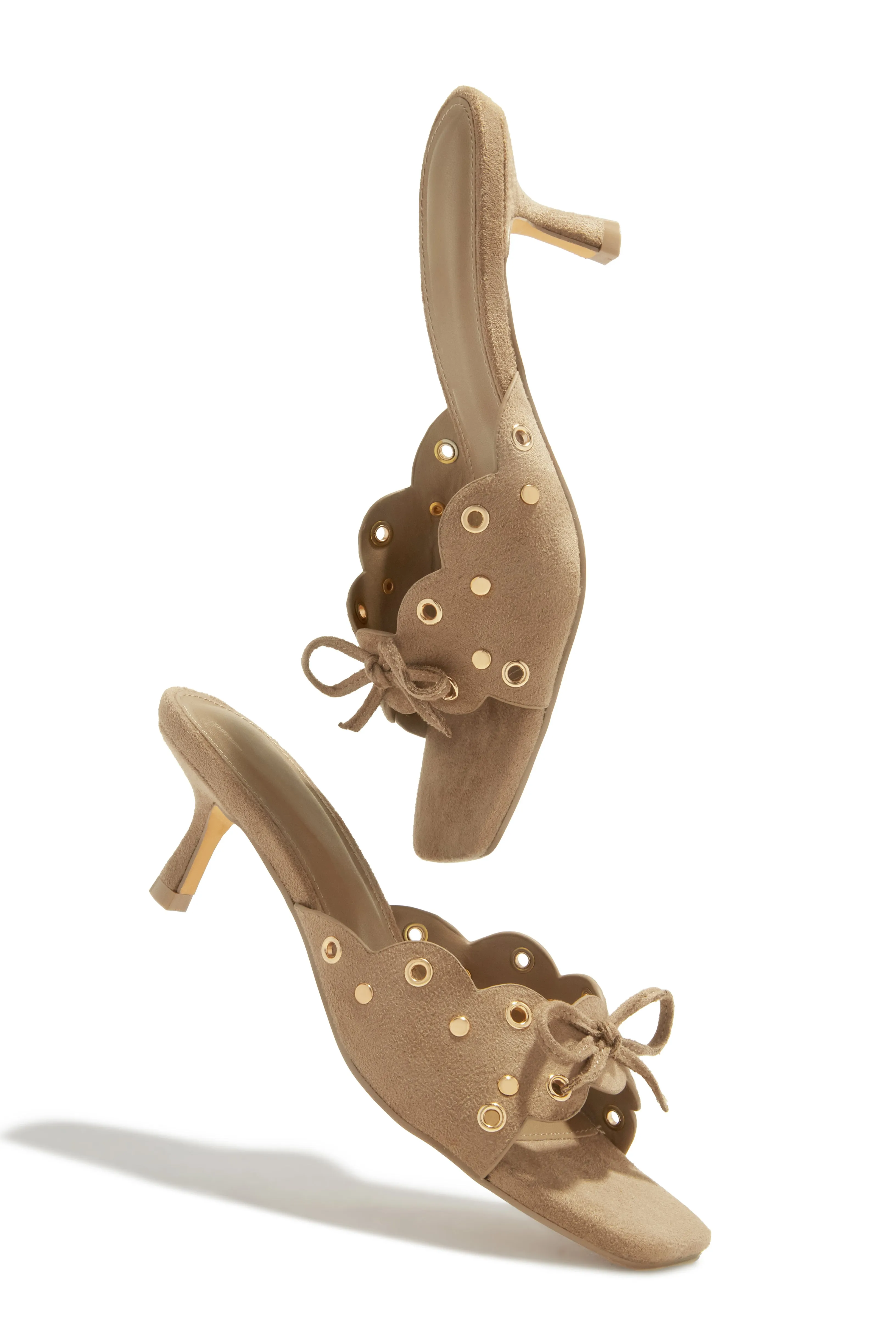 Lani Mid Heel Mules - Taupe sold by Miss Lola