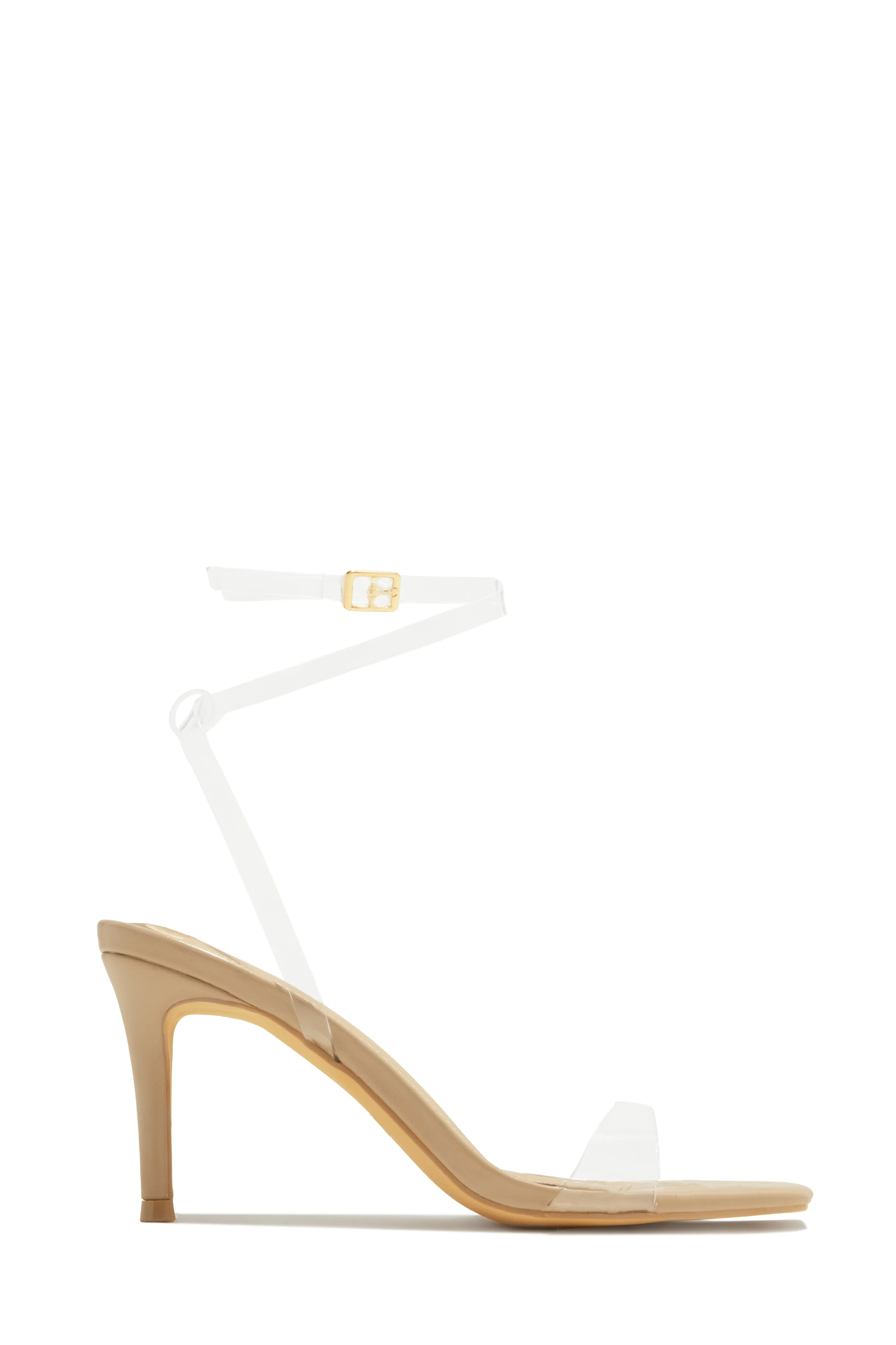 Viana Clear Strap Mid Heels - Nude sold by Miss Lola
