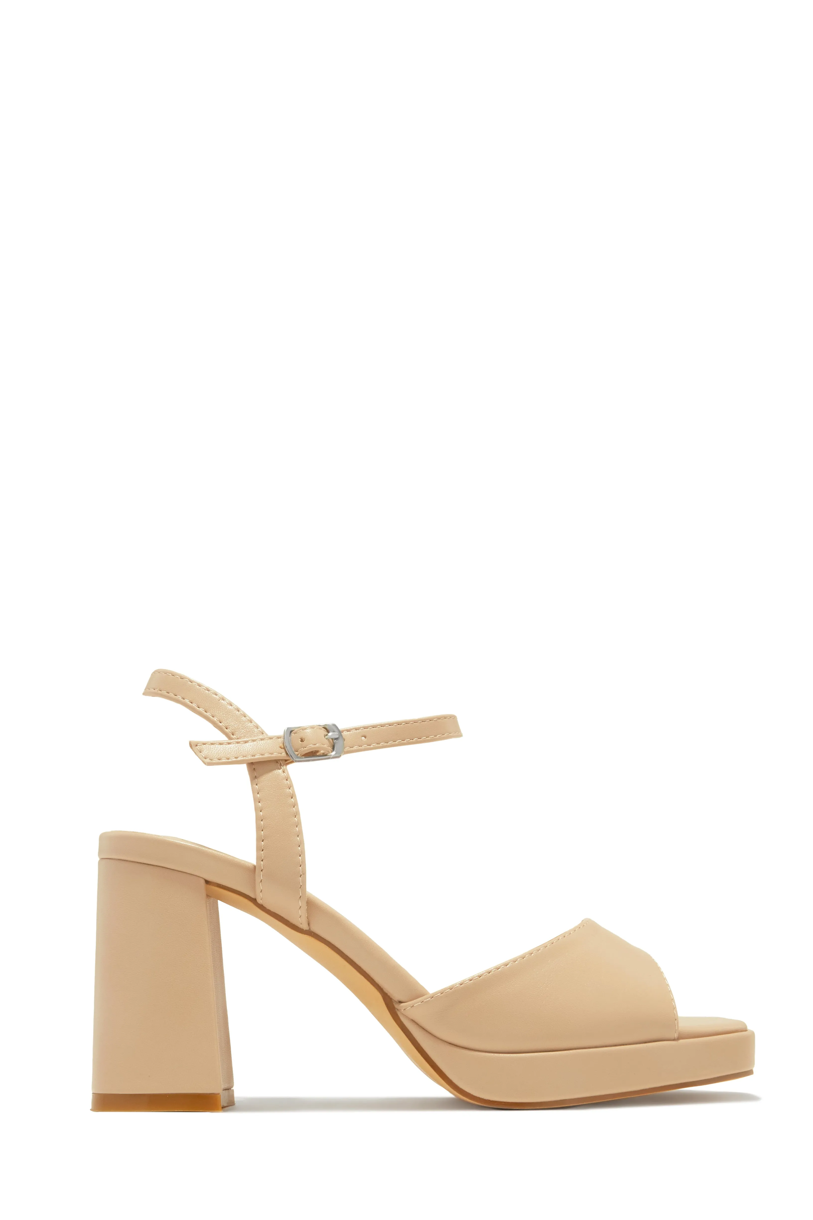 Claire Platform Block Heels - Nude sold by Miss Lola