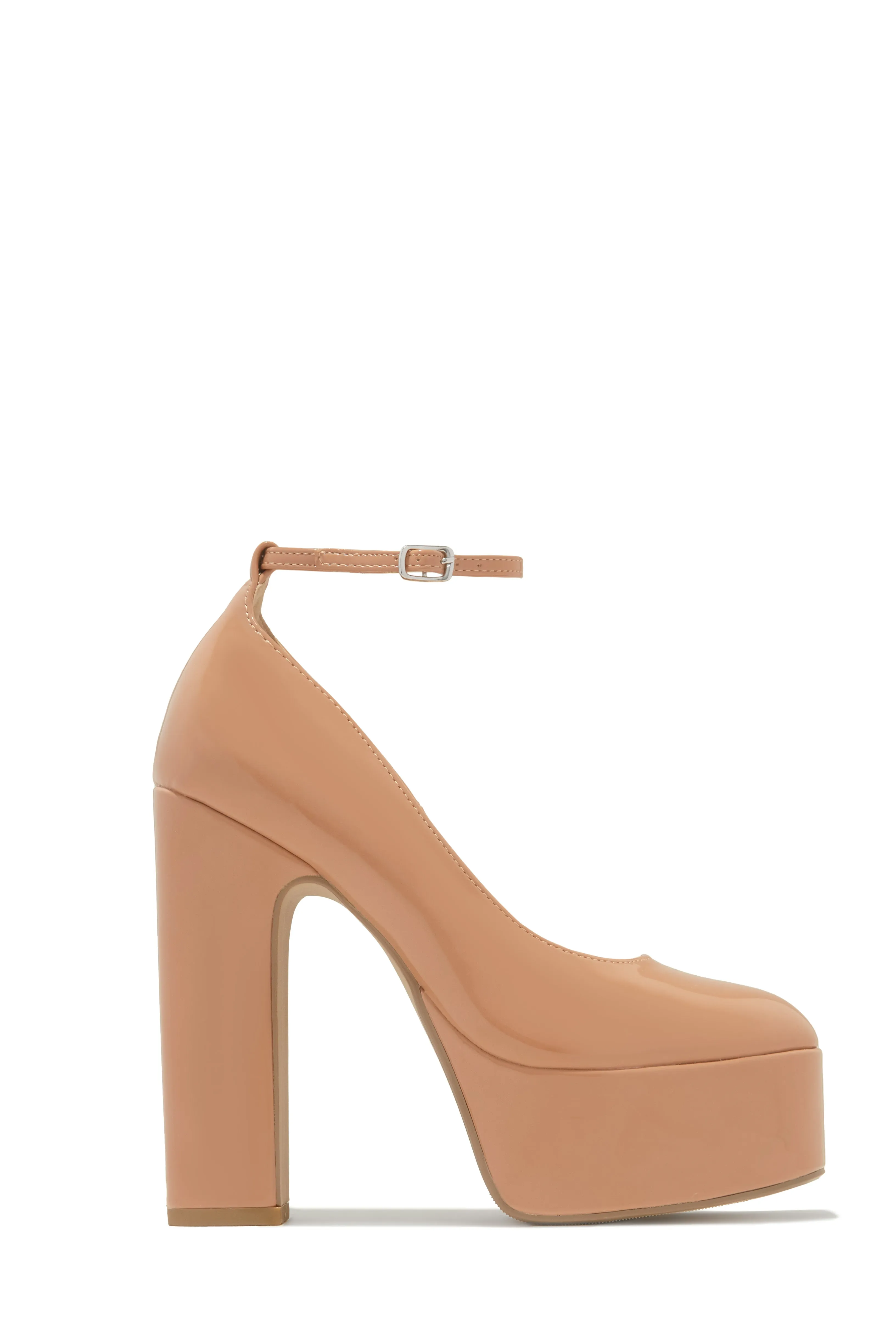 Hanna Platform Block Heels - Nude sold by Miss Lola
