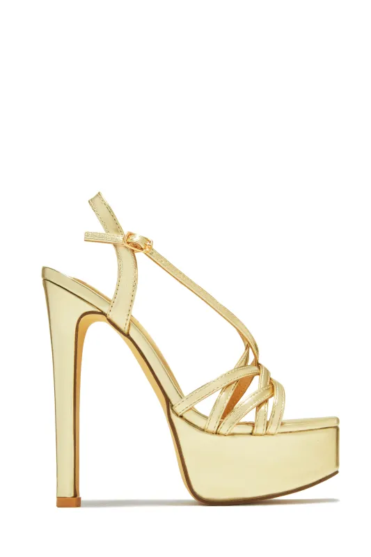 Jazari Platform Heels - Gold sold by Miss Lola