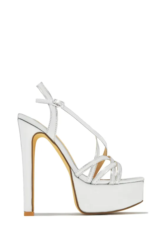 Jazari Platform Heels - Silver sold by Miss Lola