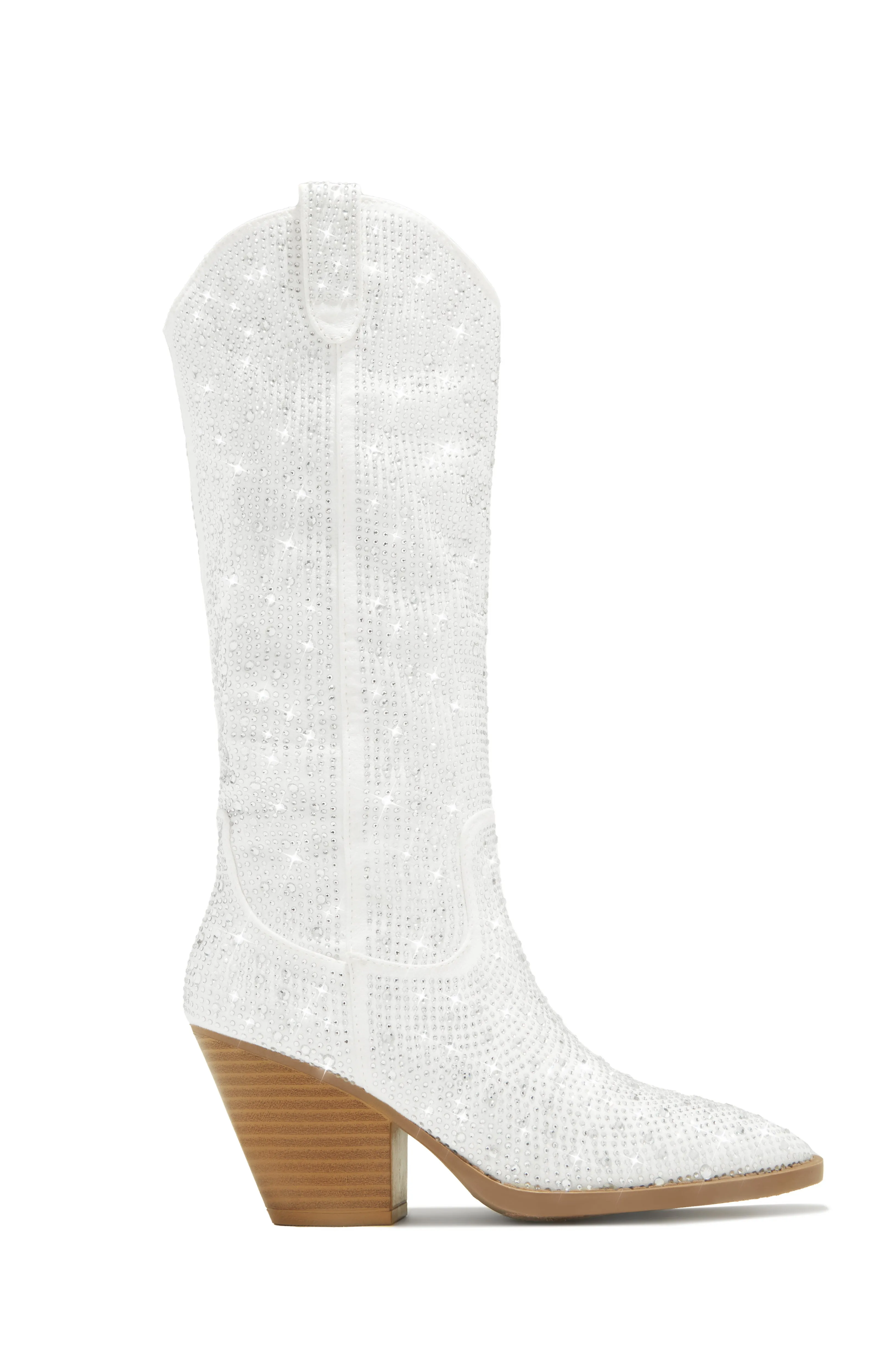 Nashville Nights Embellished Cowgirl Boots - White sold by Miss Lola