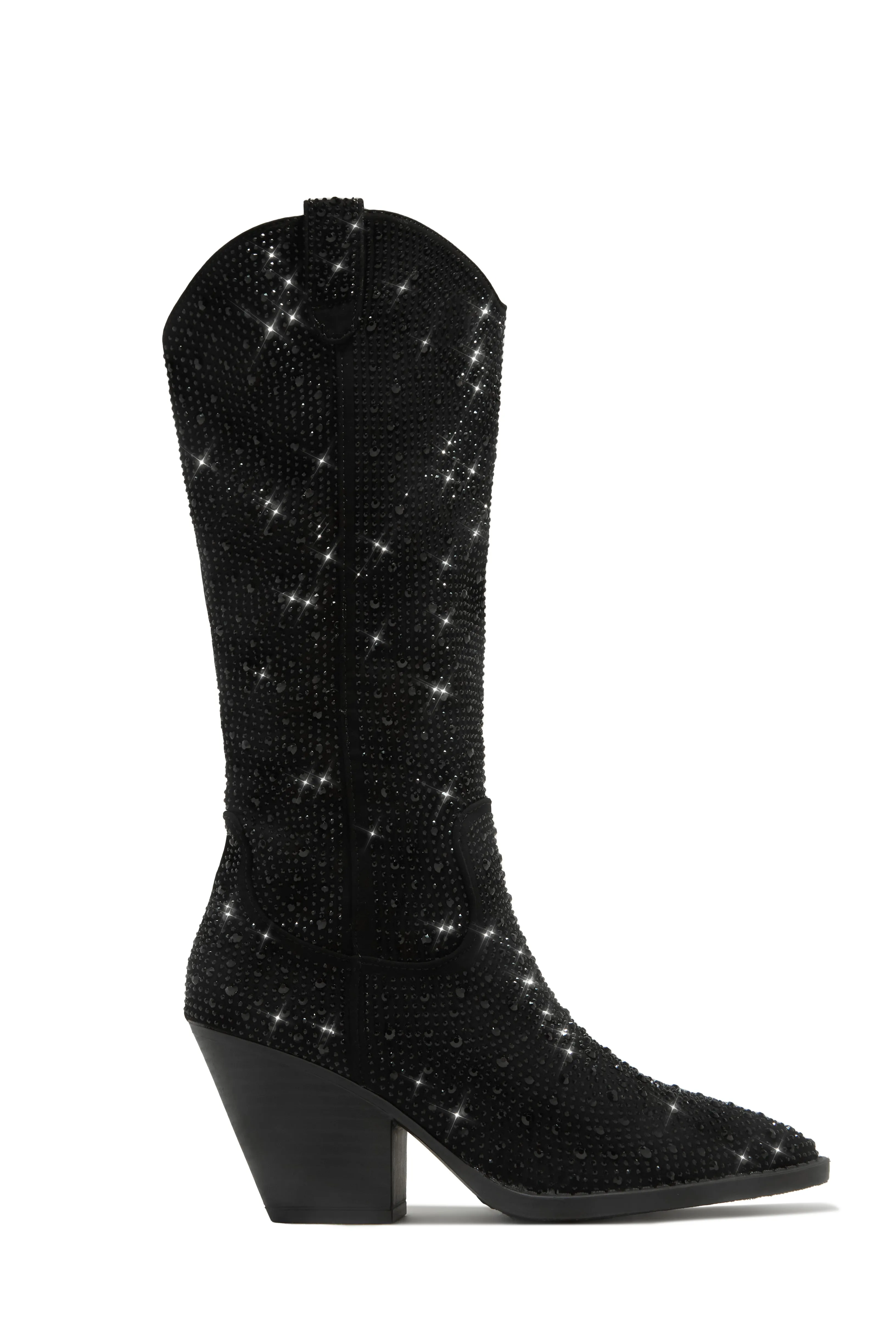 Nashville Nights Embellished Cowgirl Boots - Black sold by Miss Lola
