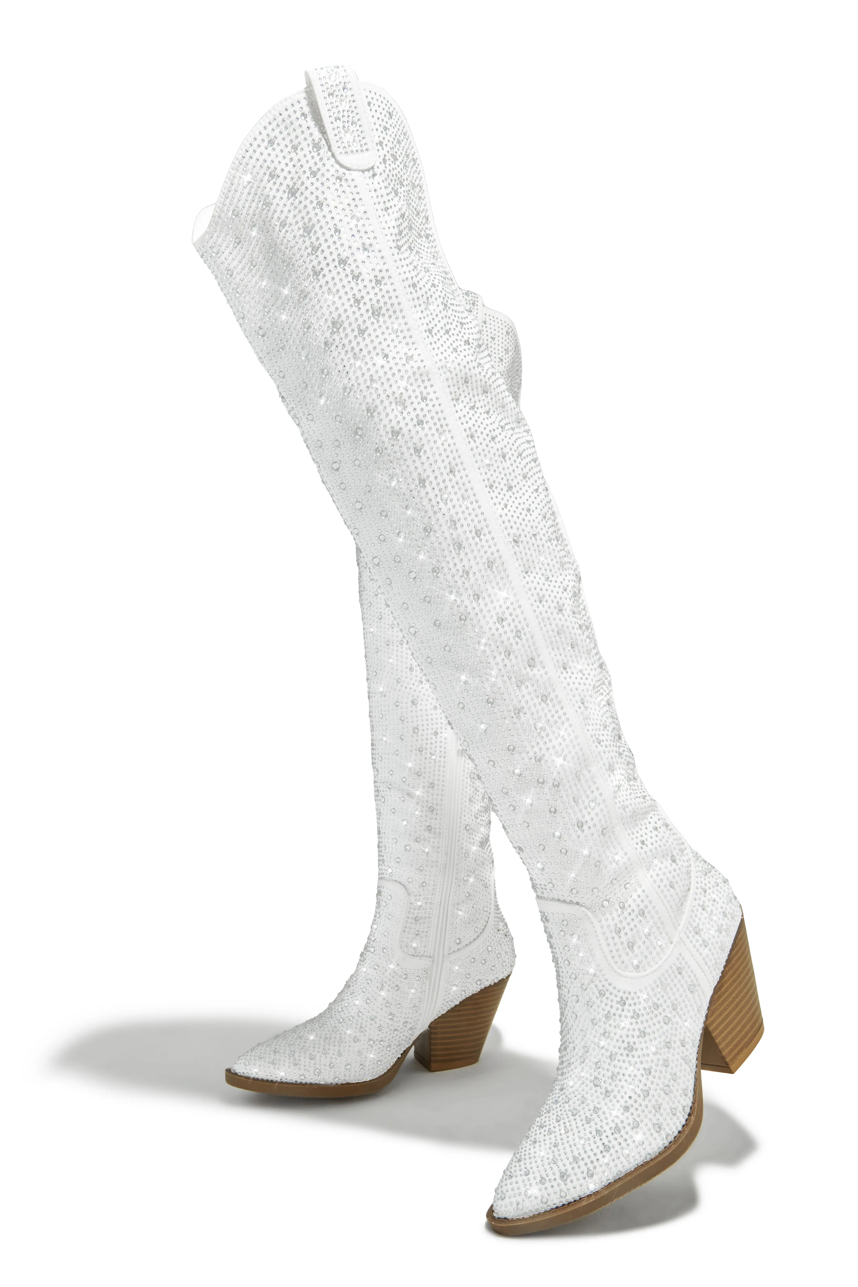 Nights In Nashville Embellished Cowgirl Boots - White sold by Miss Lola product image thumbnail 2