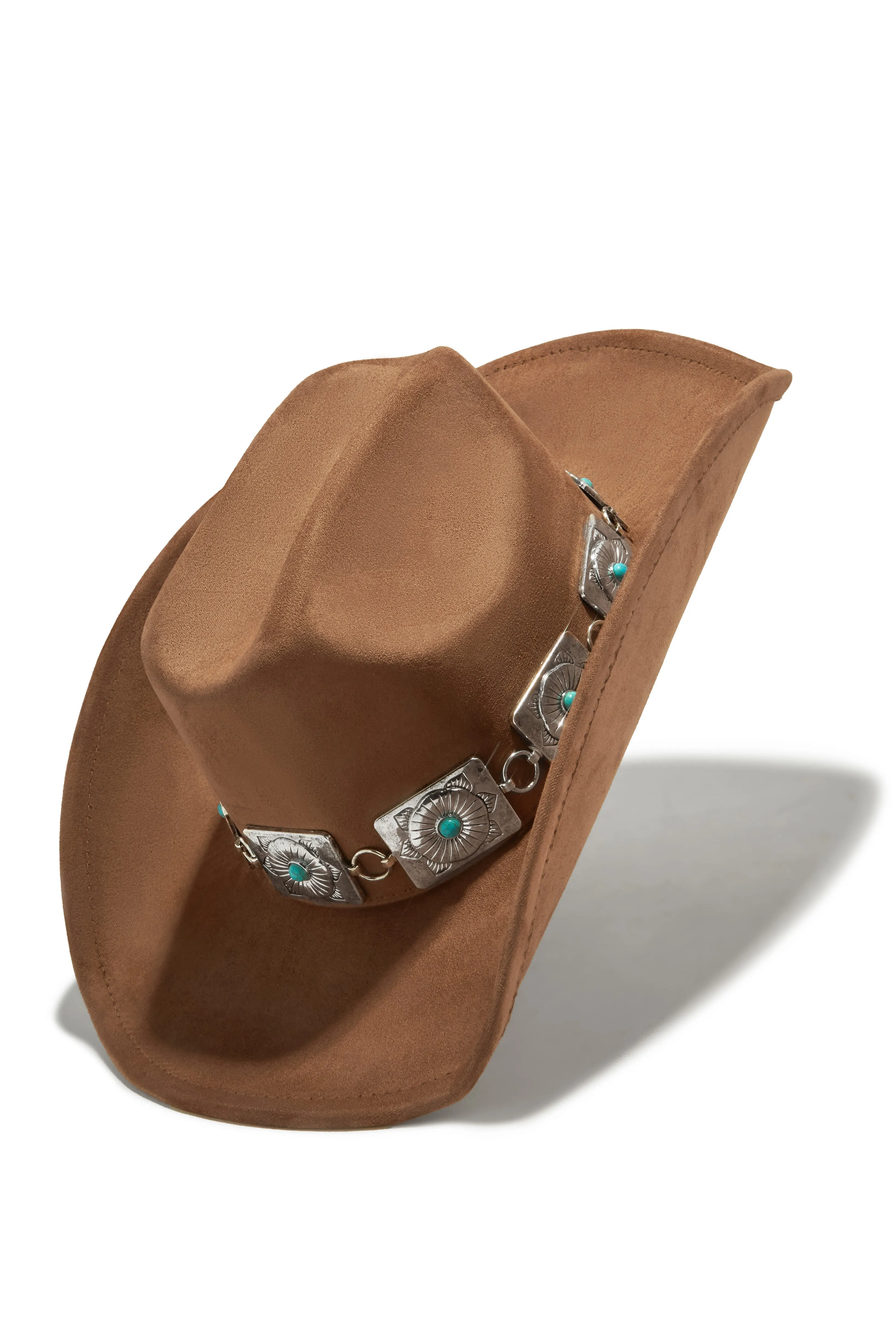 Yelayna Faux Suede Western Hat - Brown sold by Miss Lola