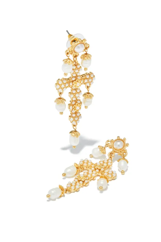 Aryna Dangle Cross Earring - Gold sold by Miss Lola