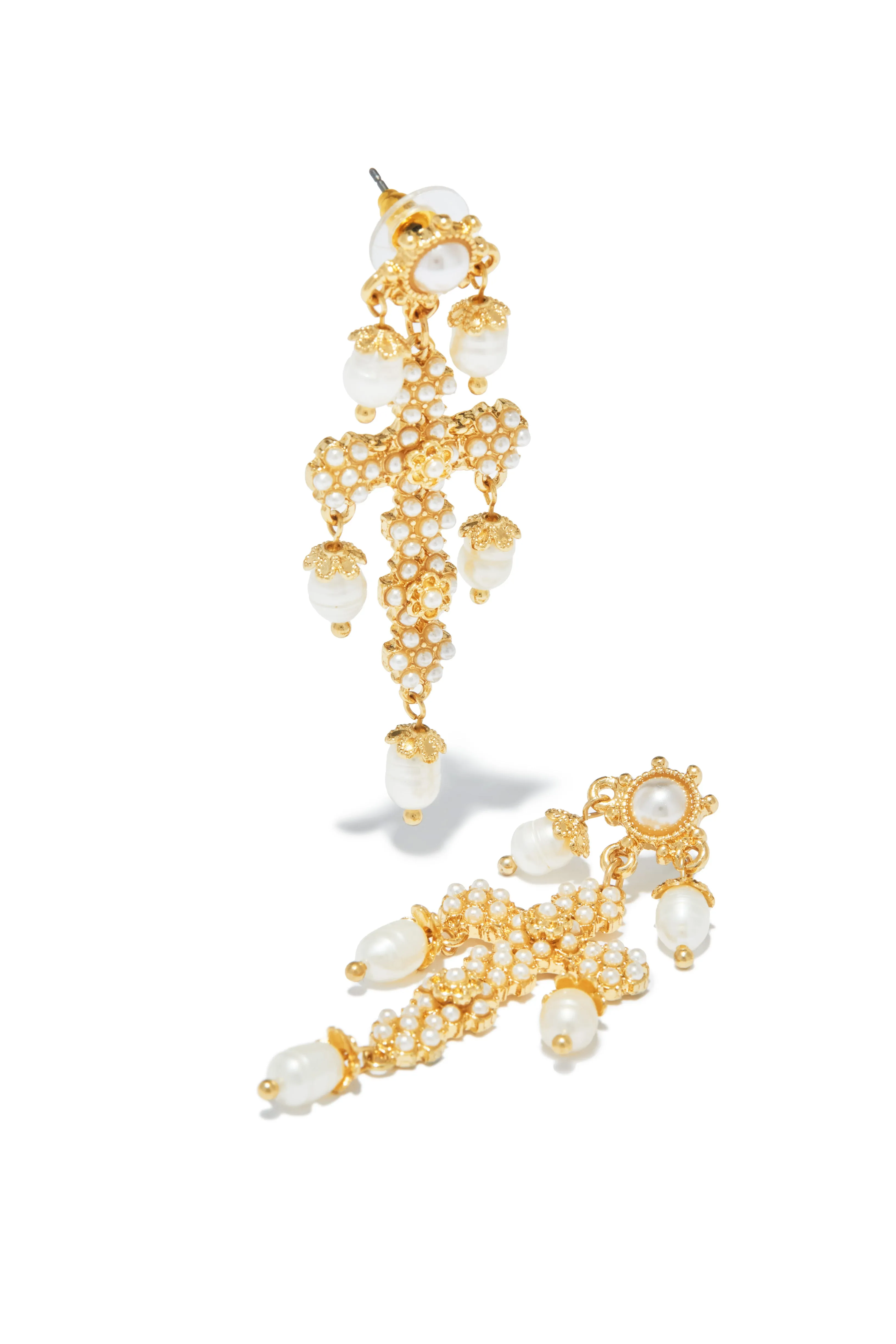 Aryna Dangle Cross Earring - Gold sold by Miss Lola