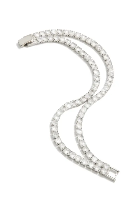 All Luxe Embellished Tennis Bracelet - Silver sold by Miss Lola